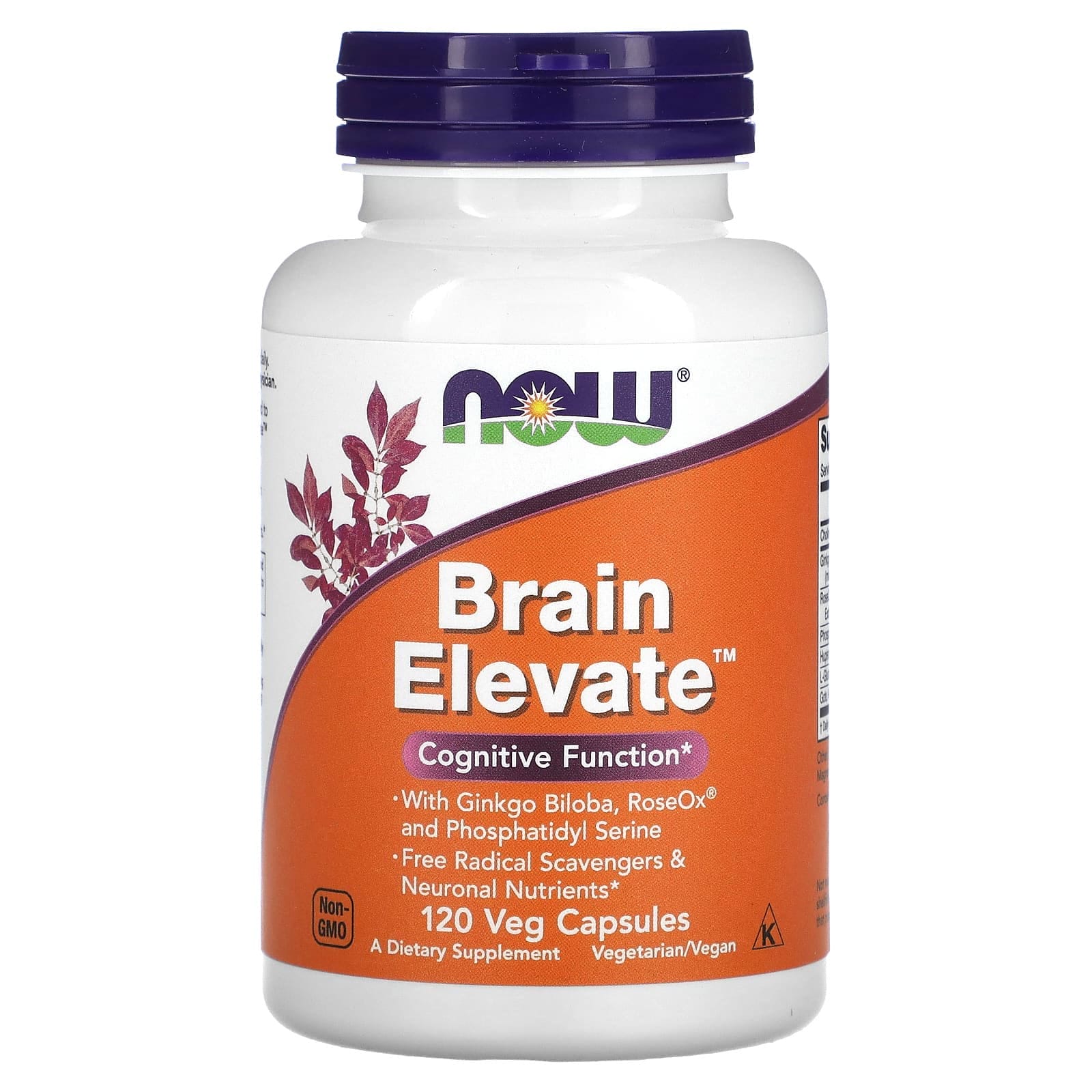 NOW Foods, Brain Elevate, Suplemento alimentario, 120 cápsulas vegetales