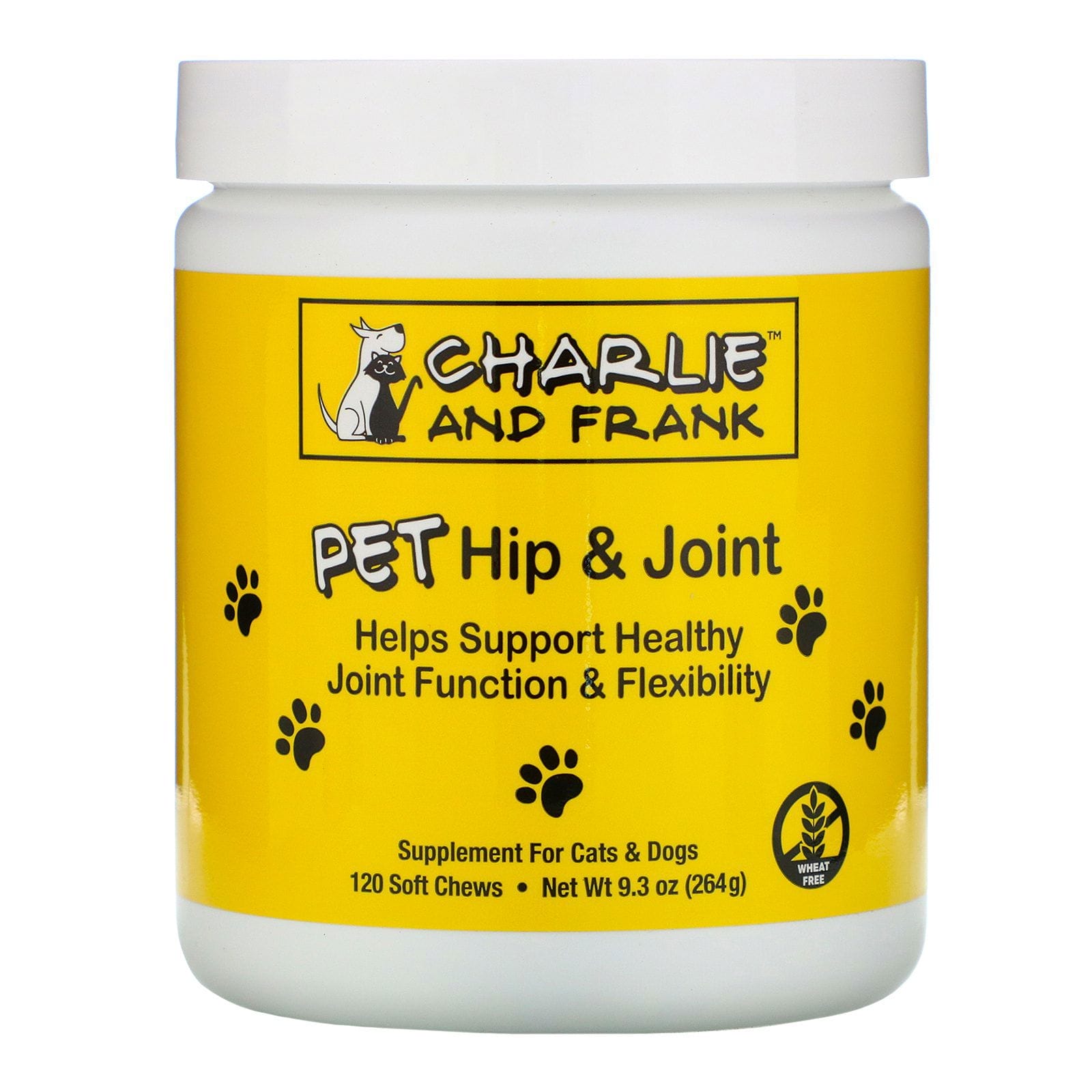 Charlie & Frank, Suplemento para las caderas y las articulaciones de las mascotas, Para gatos y perros, 120 comprimidos masticables blandos