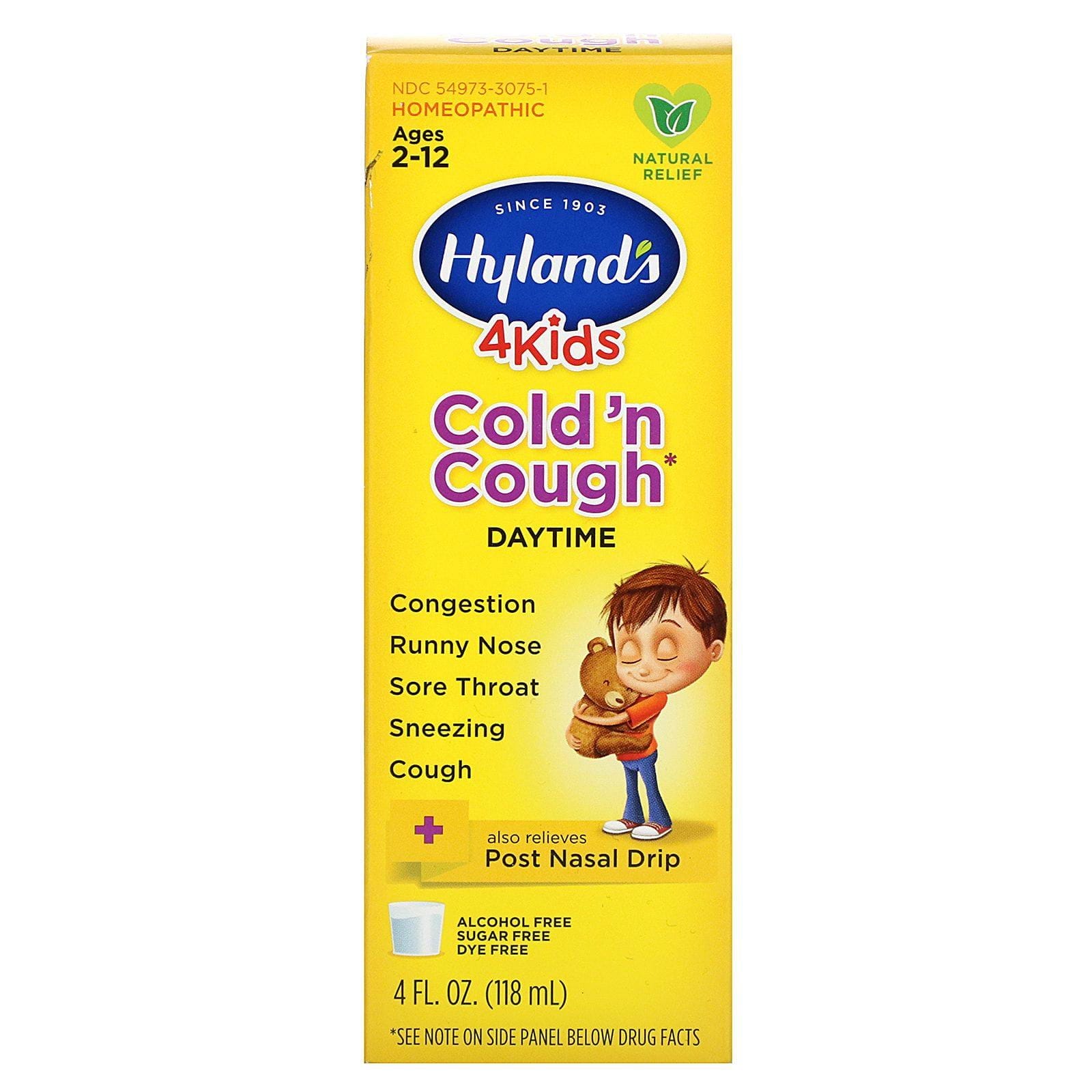 Hyland's, 4 Kids, Cold 'n Cough, Durante el día, Para niños de 2 a 12 años, 118 ml (4 oz. líq.)