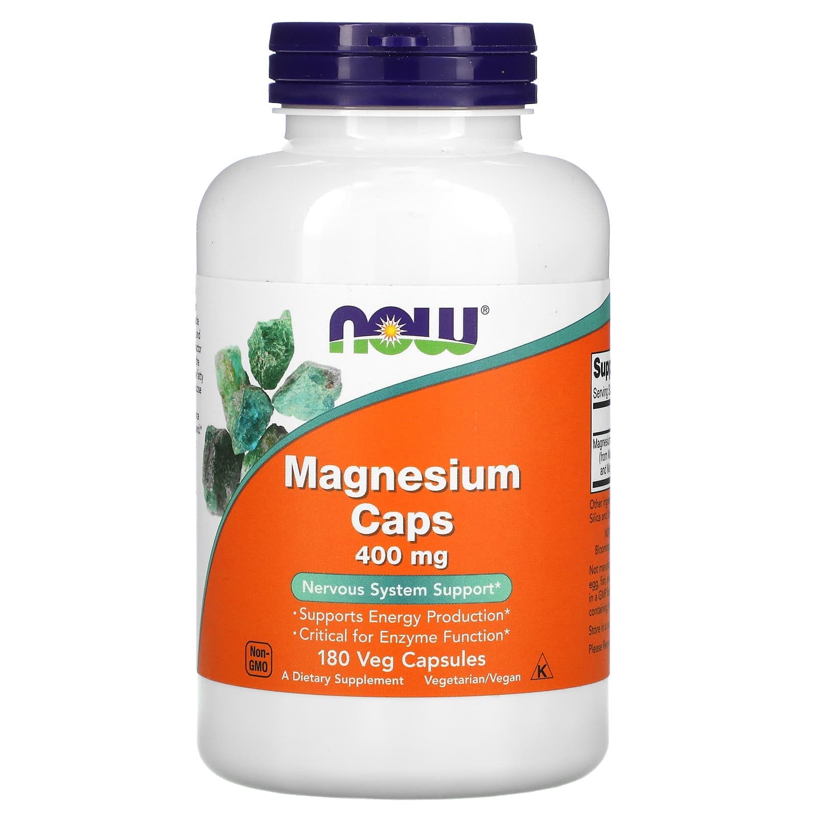 NOW Foods, Magnesio en cápsulas, 400 mg, 180 cápsulas vegetales