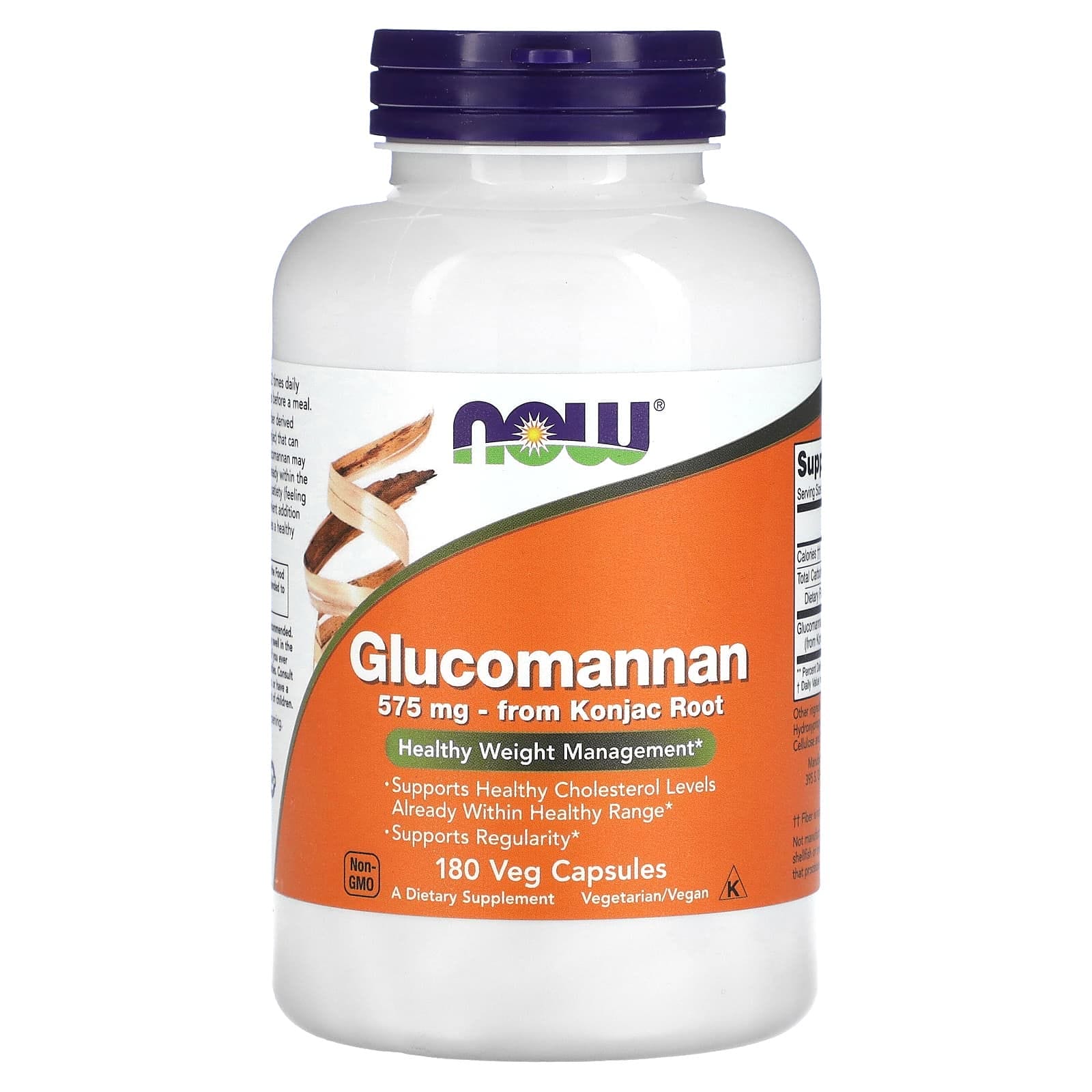 NOW Foods, Glucomanano, 575 mg, 180 cápsulas vegetales