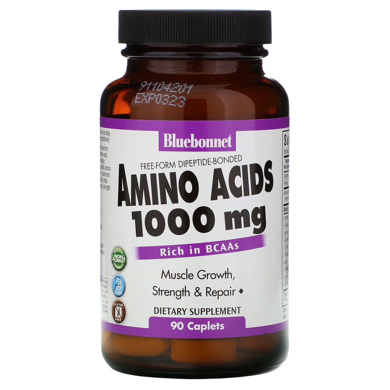 Bluebonnet Nutrition, Aminoácidos, 1.000 mg, 90 cápsulas