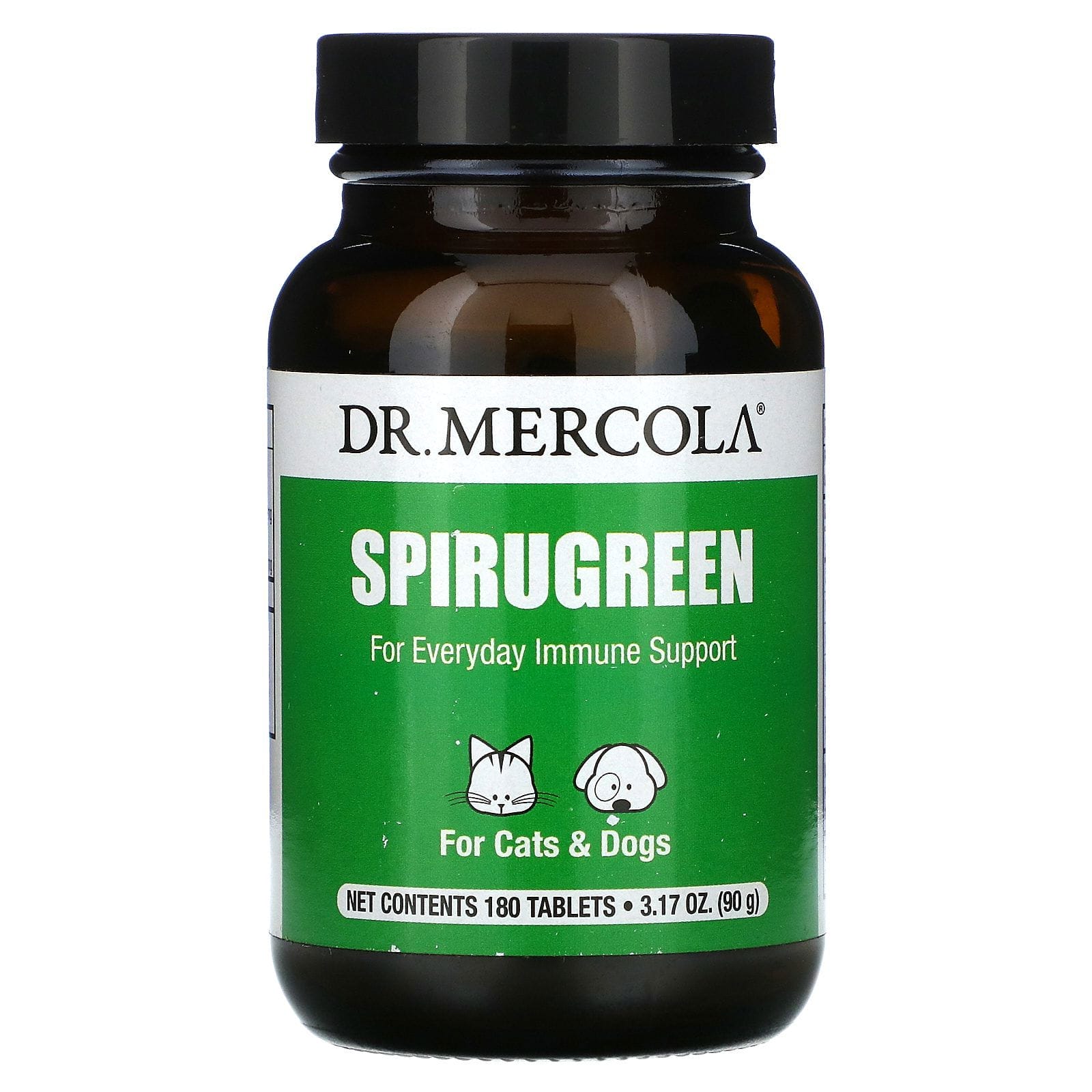 Dr. Mercola, SpiruGreen, Para perros y gatos, 180 comprimidos