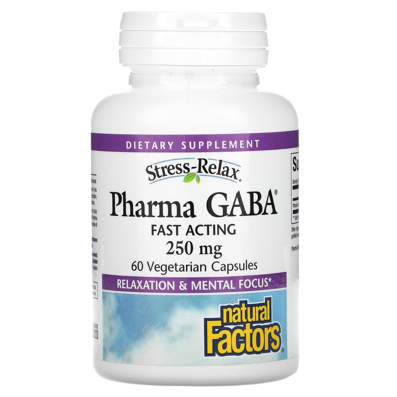 Natural Factors, Stress-Relax, Pharma GABA, 250 mg, 60 cápsulas vegetarianas