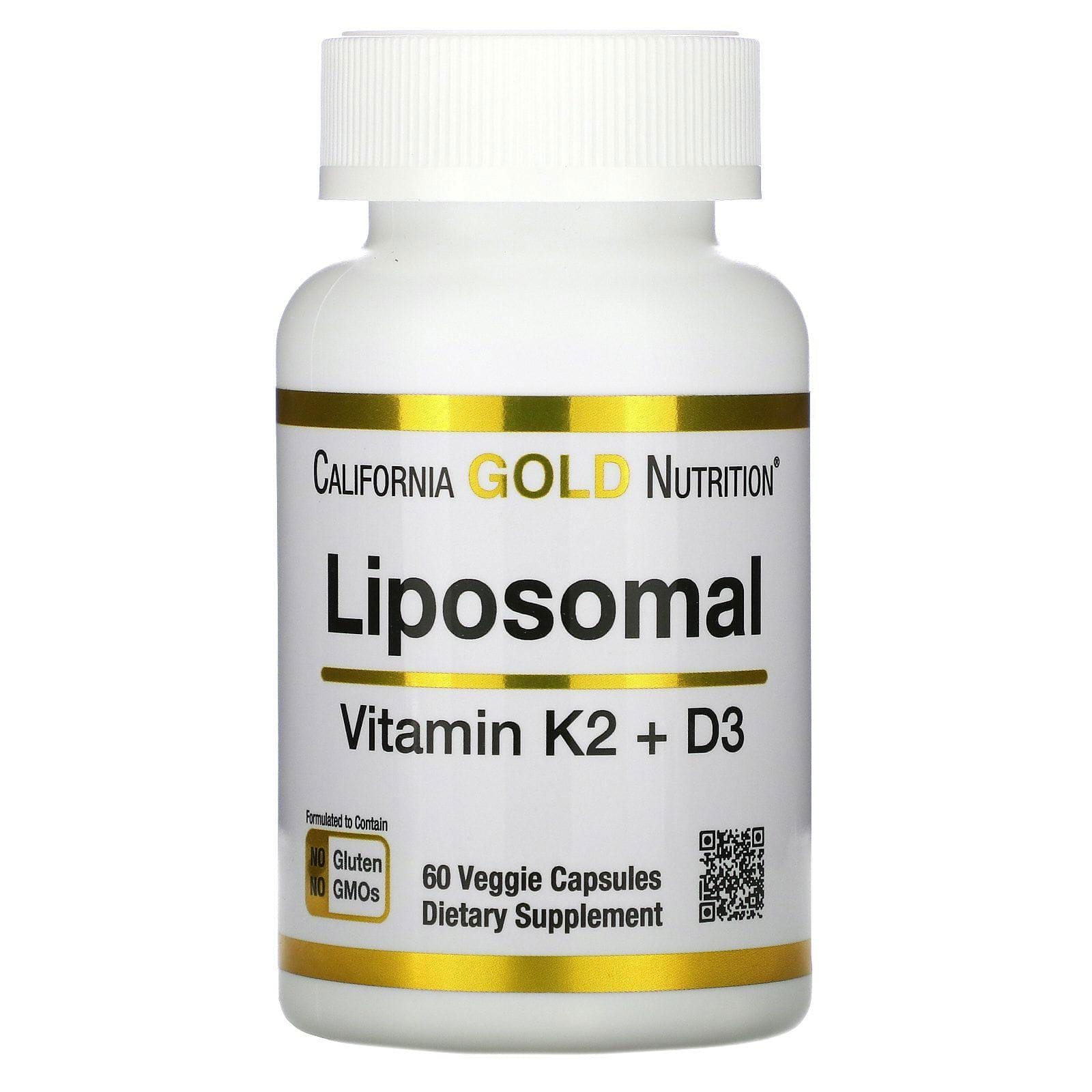 California Gold Nutrition, Vitaminas K2 y D3 liposomales, 60 cápsulas vegetales