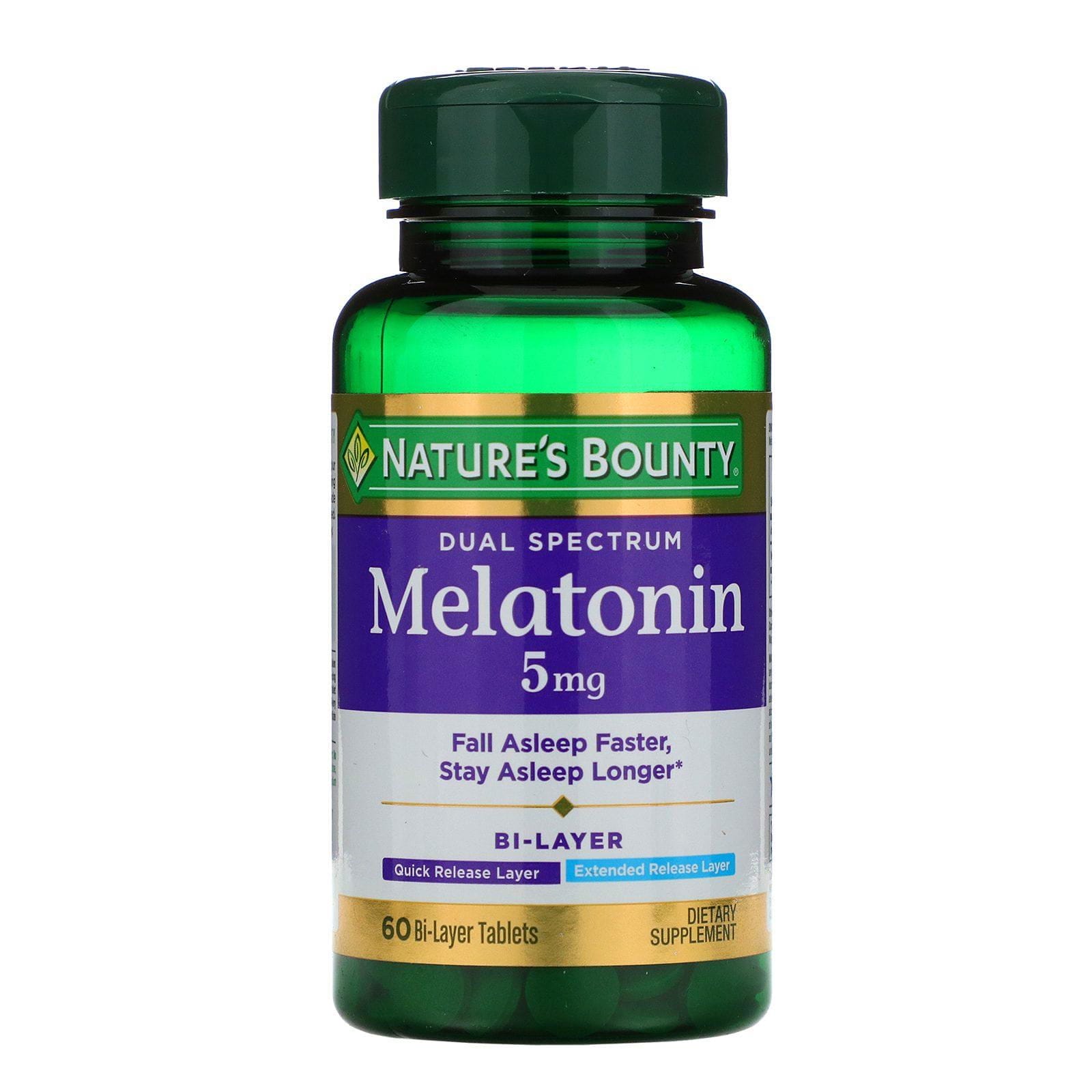 Nature's Bounty, Melatonina de doble espectro de 5 mg, 60 comprimidos de doble capa