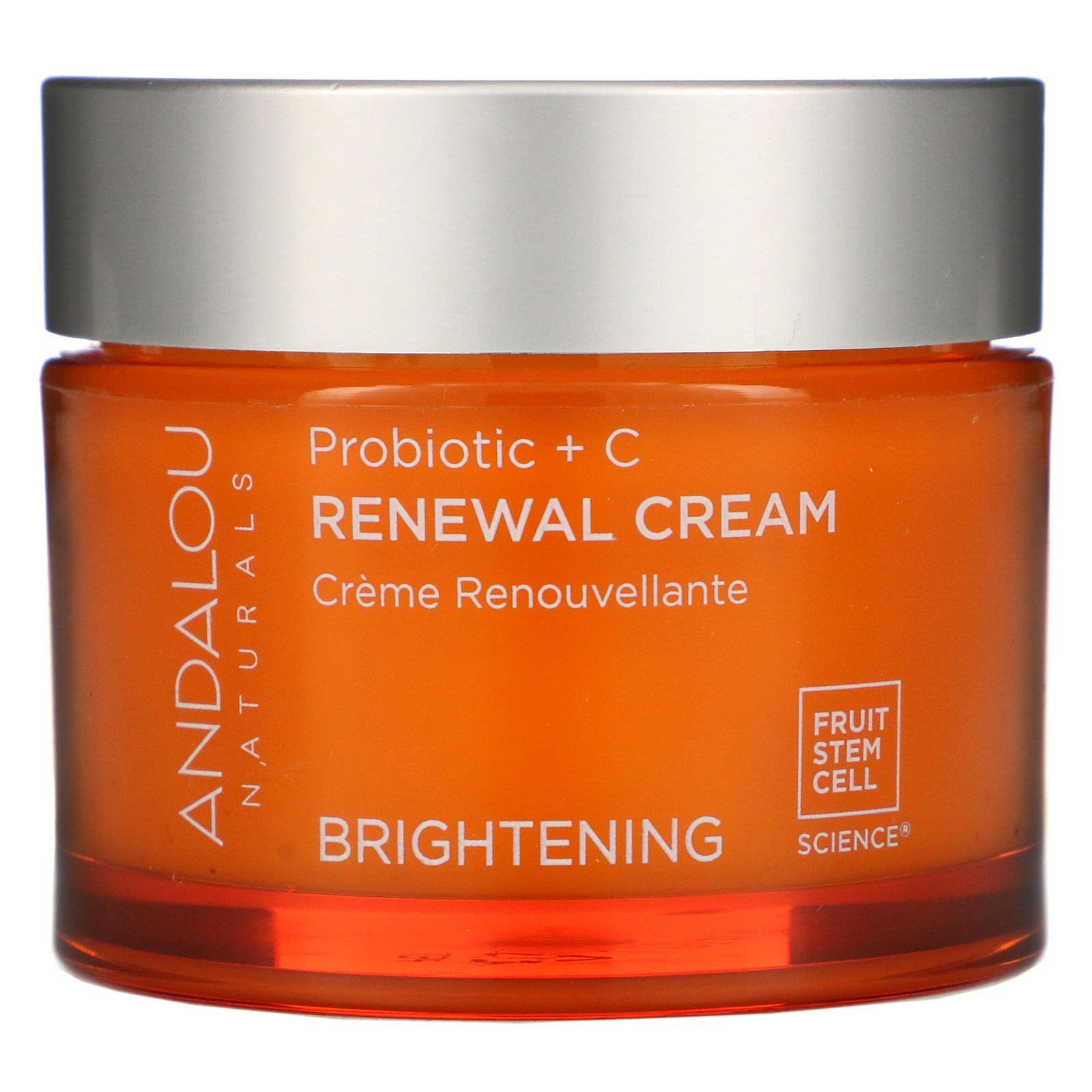 Andalou Naturals, Renewal Cream, crema con probióticos + C, iluminadora, 1.7 fl oz (50 ml)