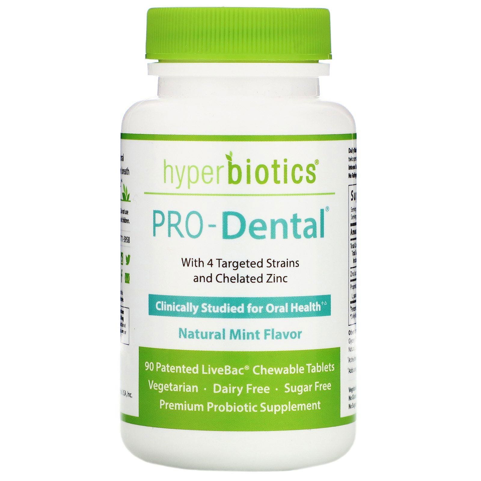 Hyperbiotics, PRO-Dental, Sabor a menta natural, 90 comprimidos masticables