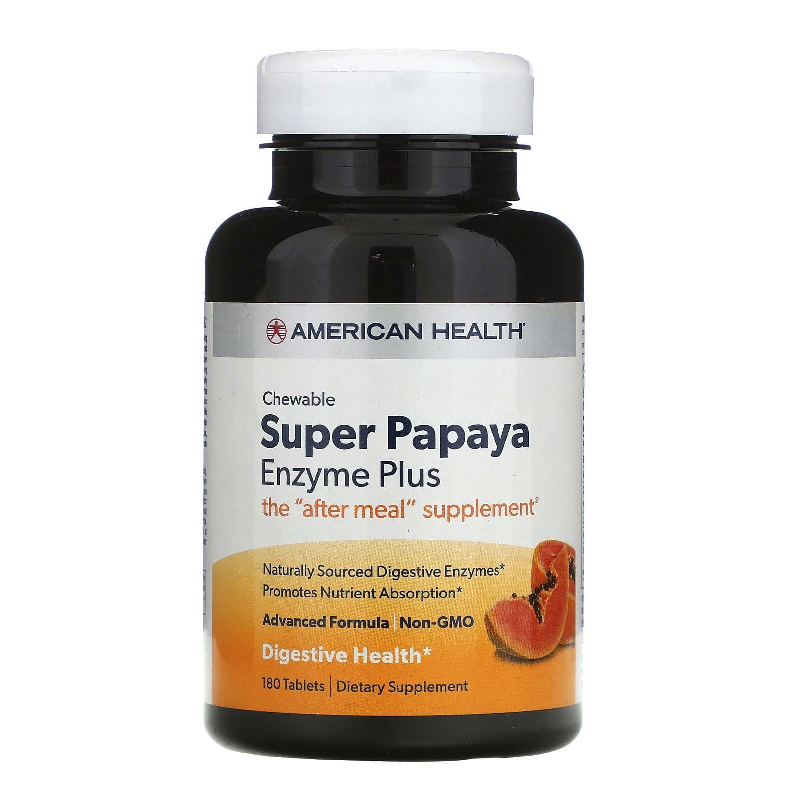American Health, Super Enzyma de Papaya Plus, 180 comprimidos masticables