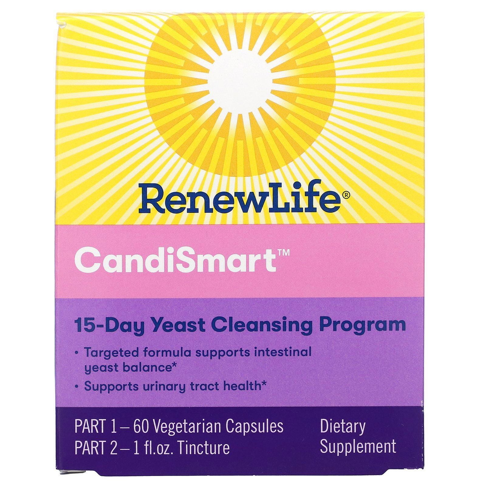 Renew Life, CandiSmart, Programa de limpieza con levadura de 15 días, Programa de 2 partes