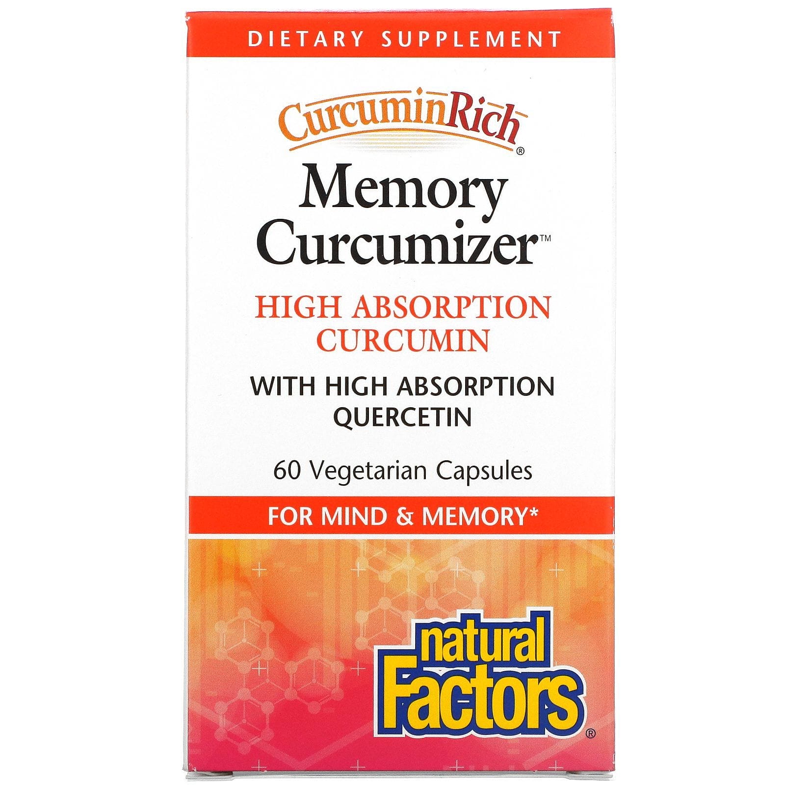 Natural Factors, CurcuminaRica, Mejorador de la memoria, 60 cápsulas vegetales