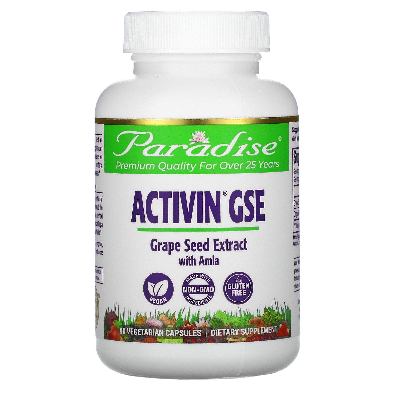 Paradise Herbs, ActiVin, Extracto de Semilla de Uva, 90 Cápsulas Vegetarianas