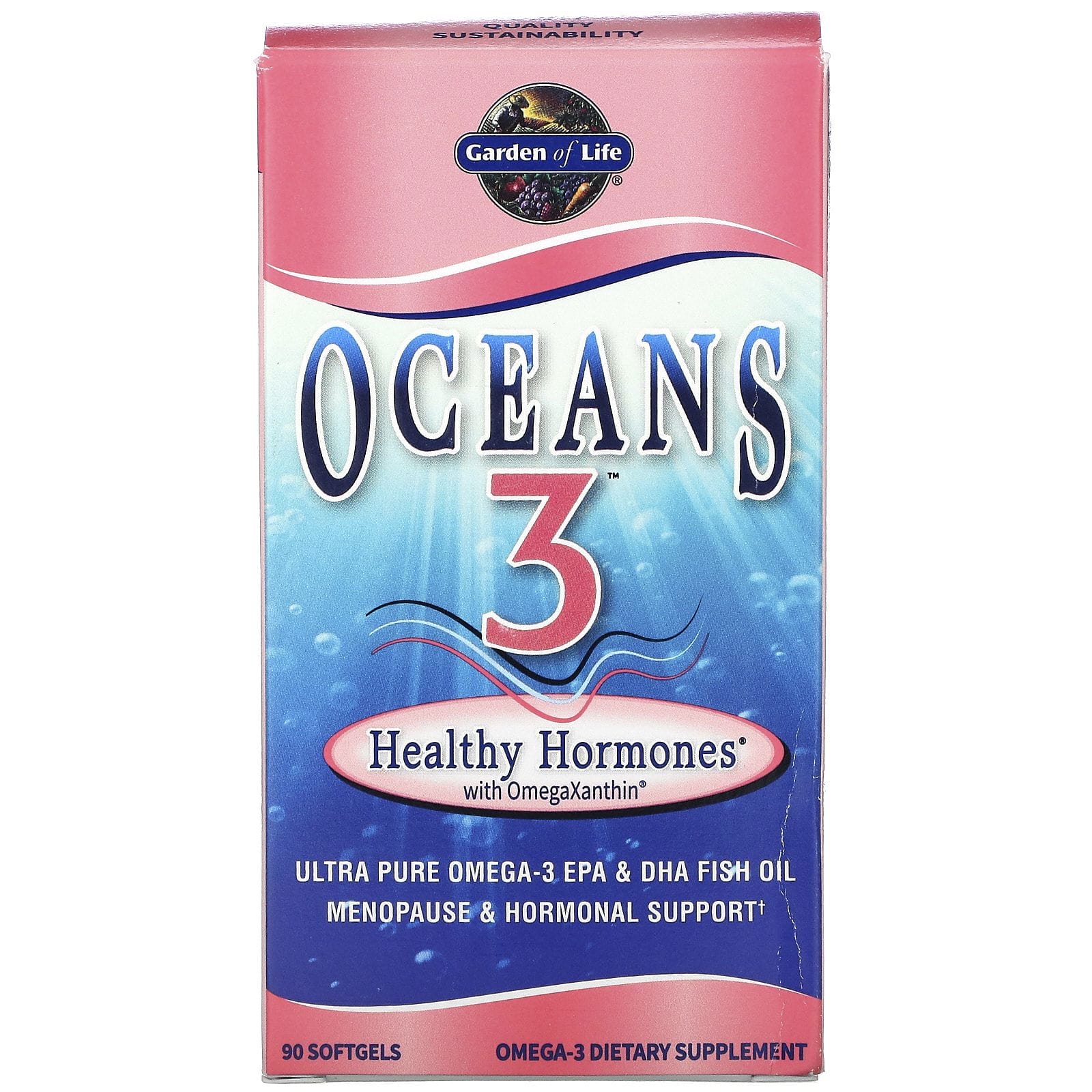 Garden of Life, Oceans 3, Healthy Hormones con OmegaXanthin, 90 cápsulas blandas