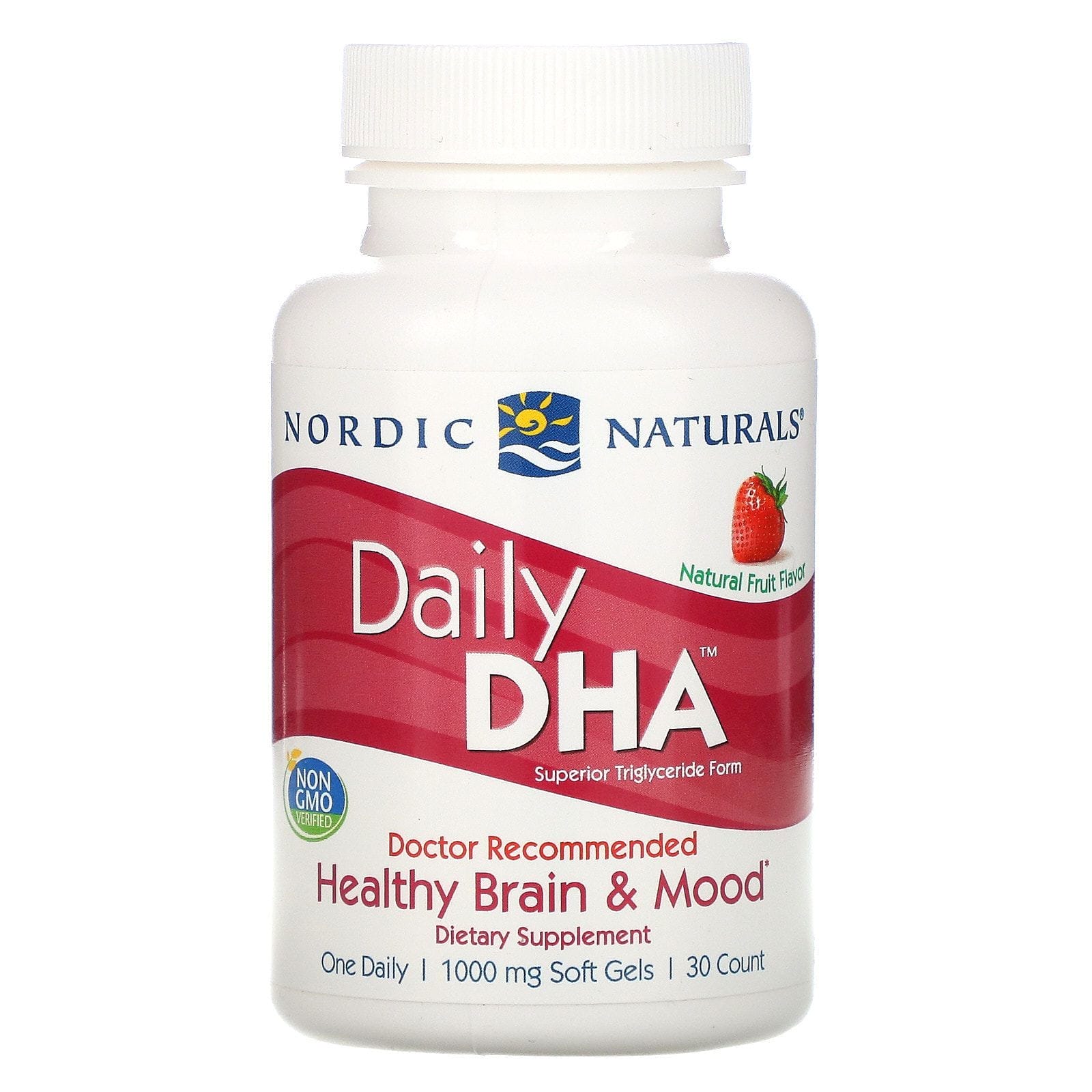 Nordic Naturals, Daily DHA, Fresa, 1000 mg, 30 Cápsulas Blandas