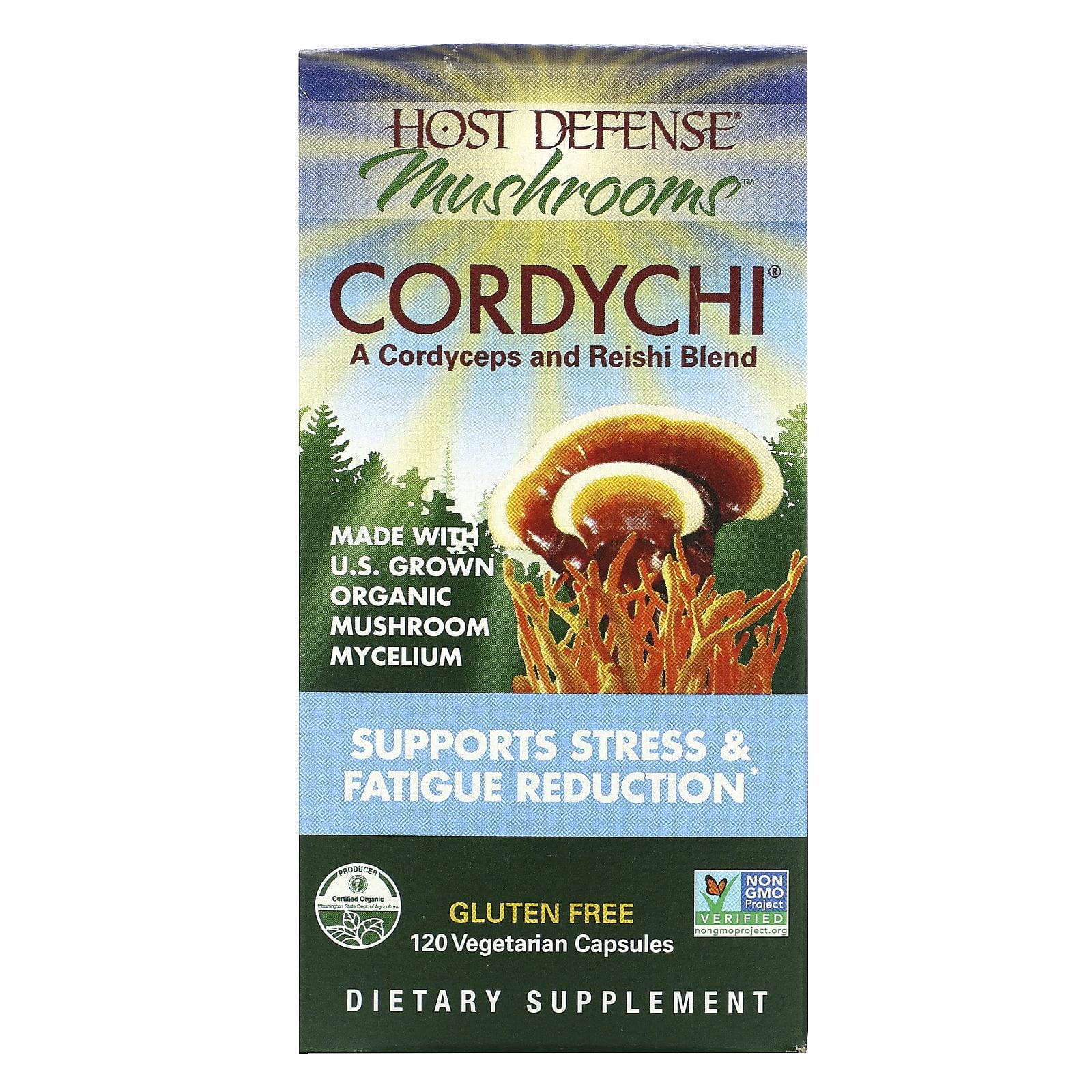 Fungi Perfecti, Host Defense Mushrooms, CordyChi, Favorece la reducción del estrés y la fatiga, 120 cápsulas vegetales