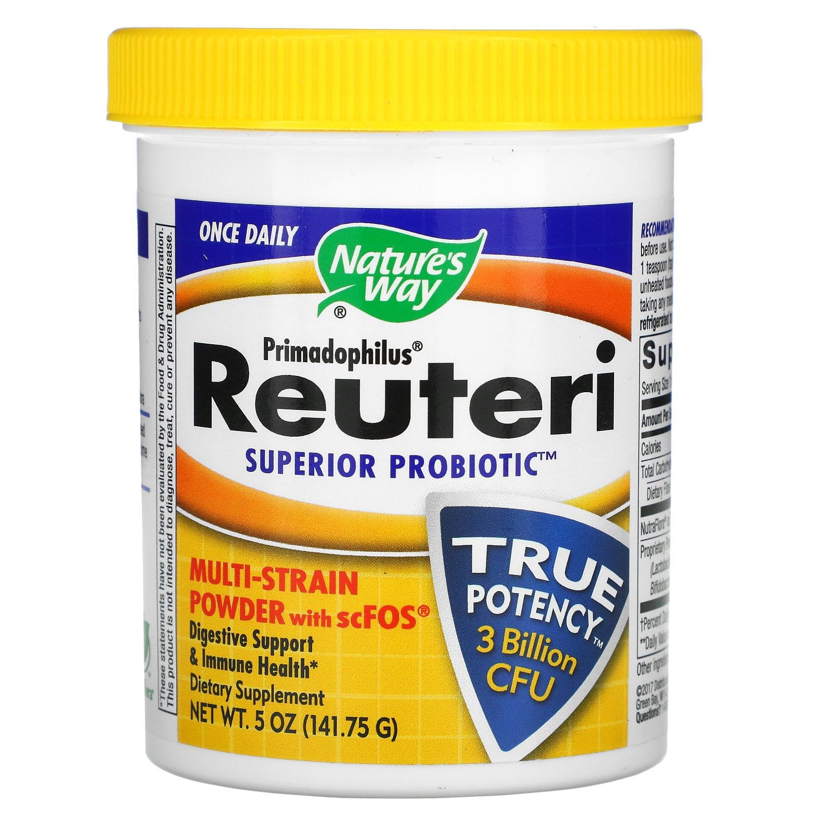 Nature's Way, Primadophilus, Reuteri Superior Probiotic, Polvo de varias cepas con scFOS, 141,75 g (5 oz)