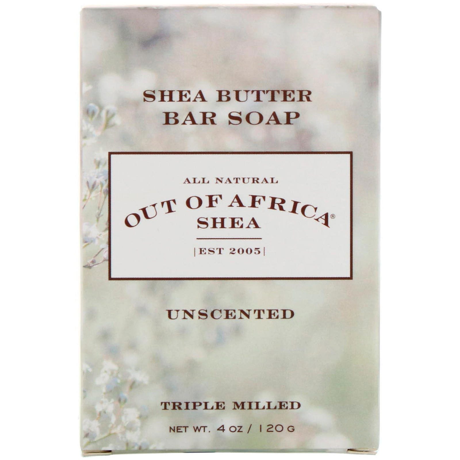 Out of Africa, Jabón en barra de pura manteca de karité, sin aroma, 4 oz (120 g)