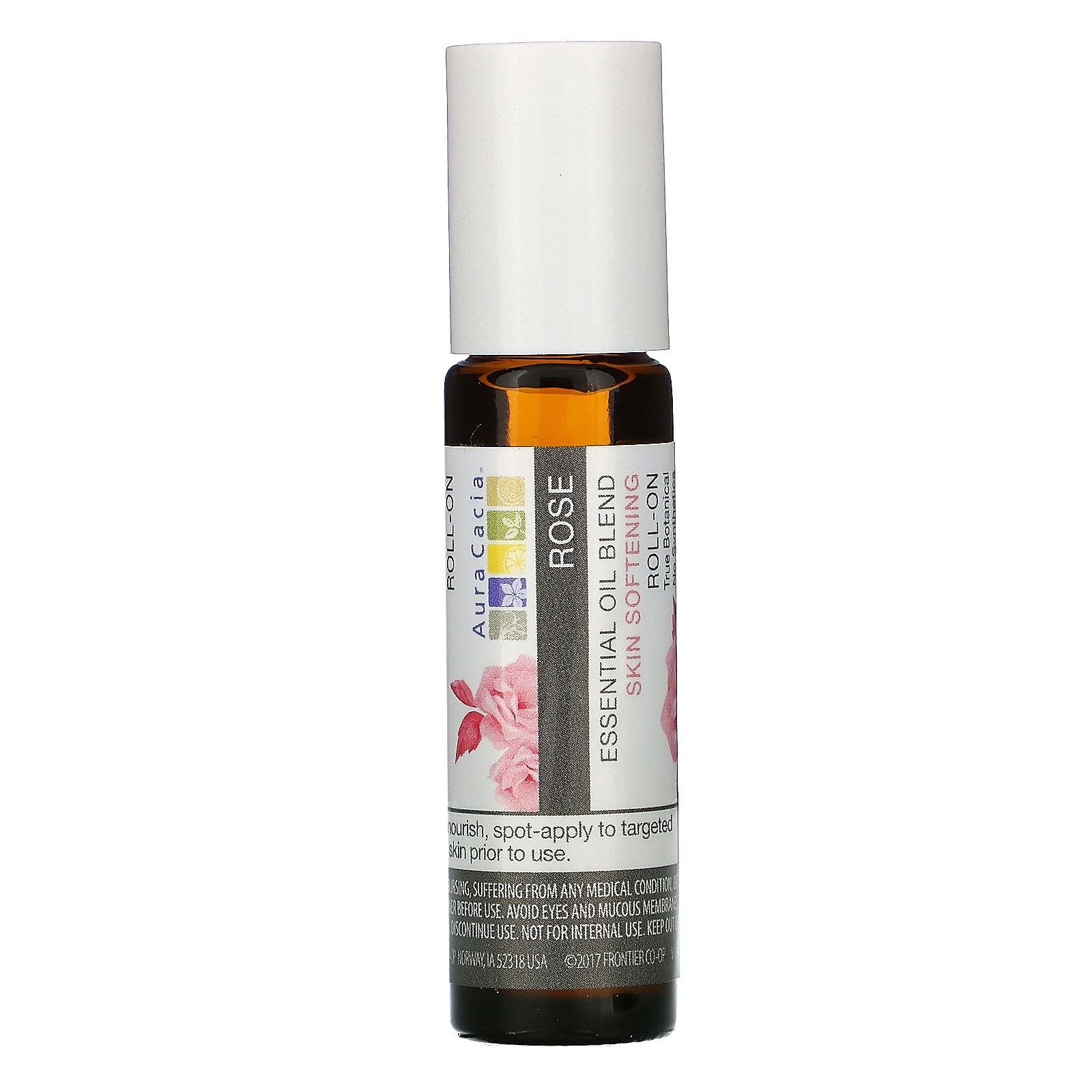 Aura Cacia, Mezcla de aceites esenciales, Roll-on suavizante para la piel, Rosa, .31 fl oz (9.2 ml)
