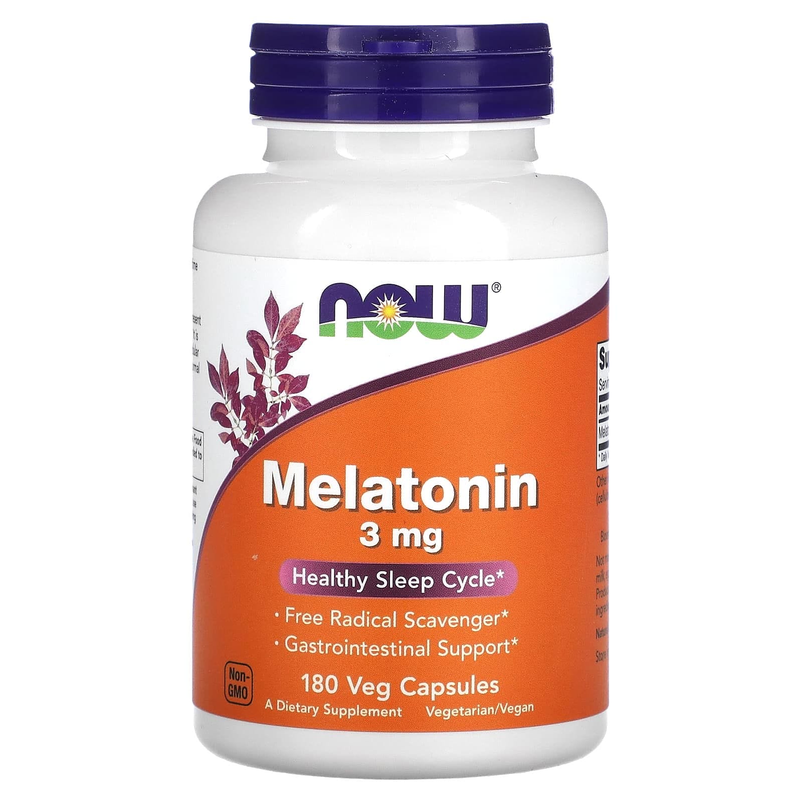 NOW Foods, Melatonina, 3 mg, 180 cápsulas vegetales
