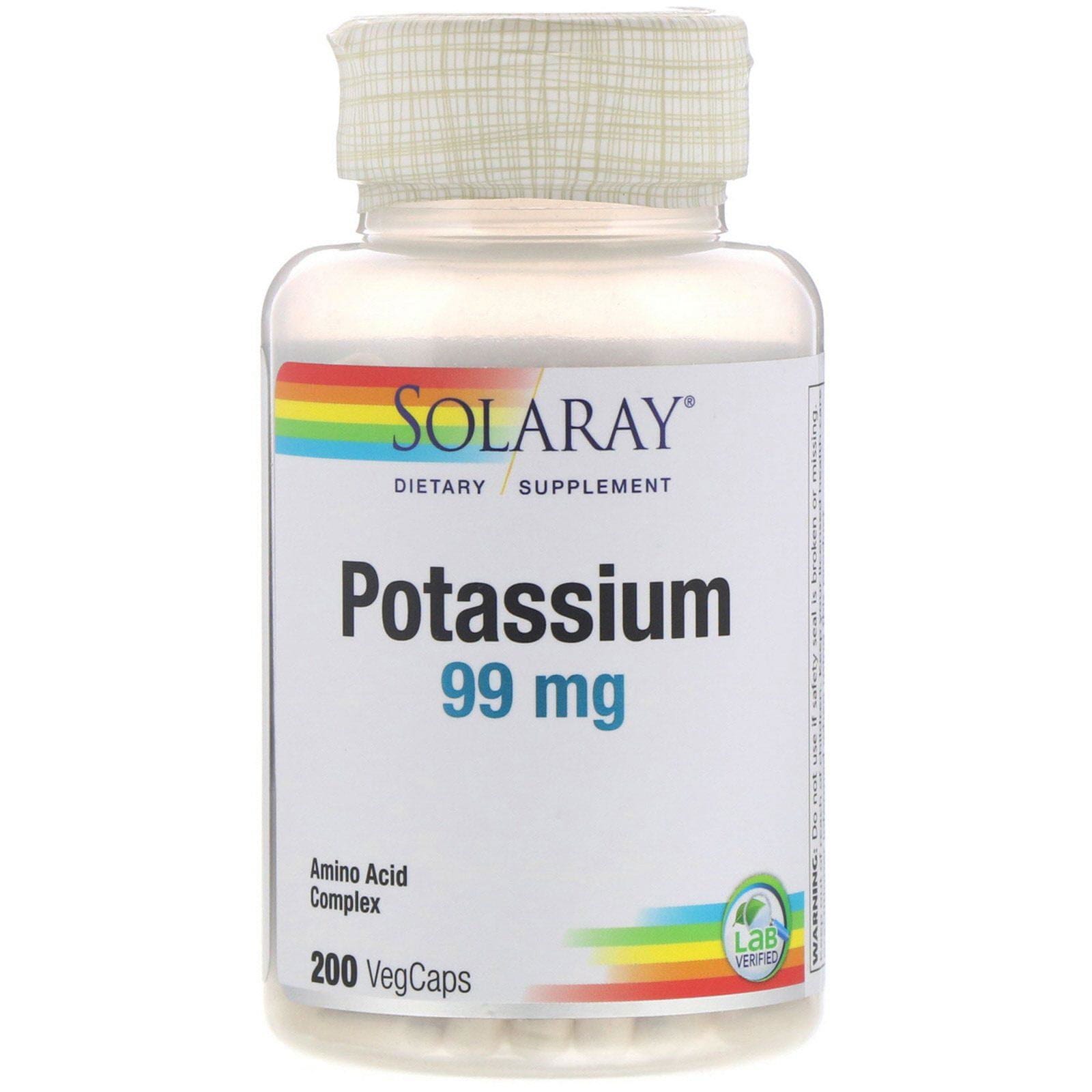 Solaray, Potasio, 99 mg, 200 Cápsulas vegetarianas