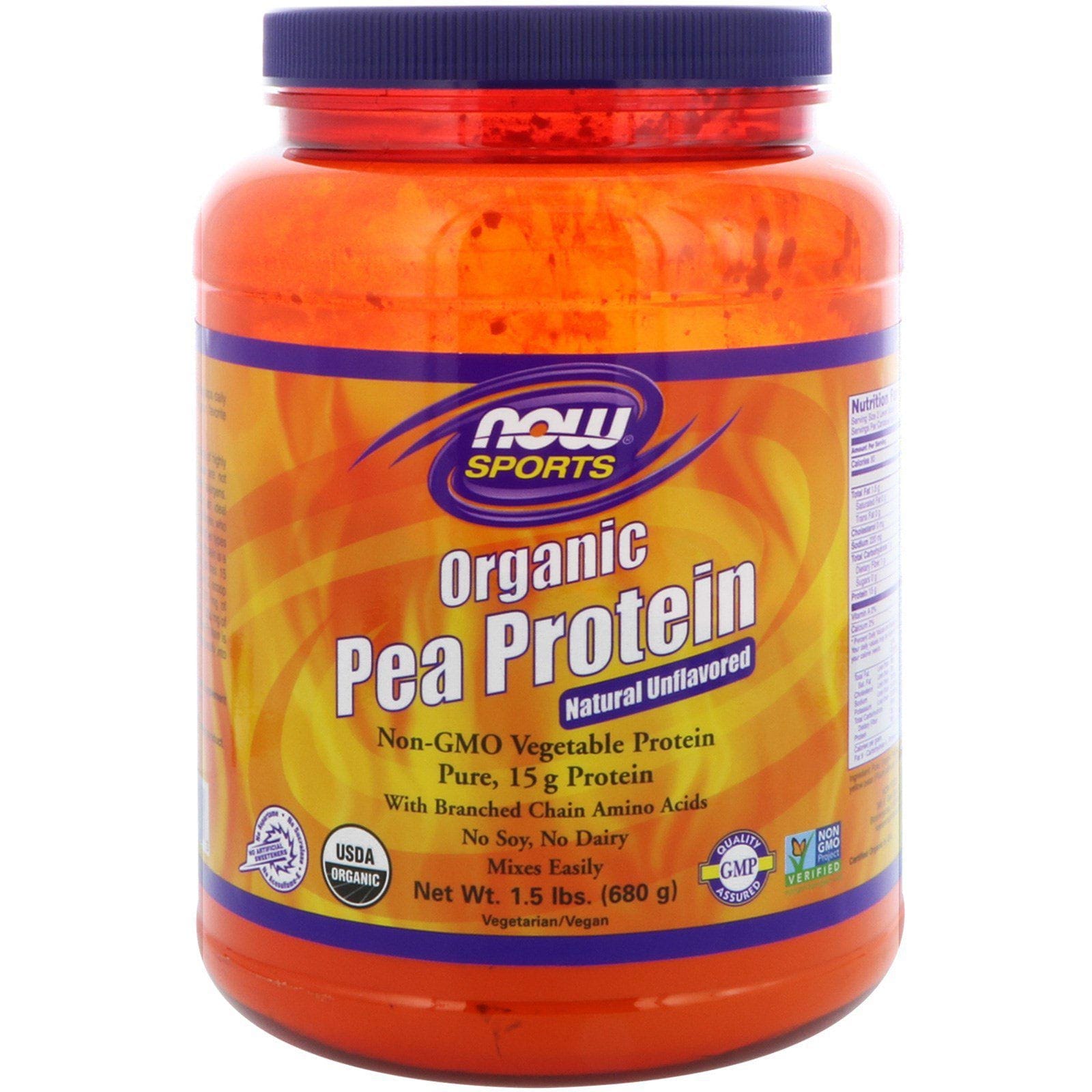 Now Foods, Sports, Orgánica Proteína de Arveja, Natural sin sabor, 1,5 lb (680 g)