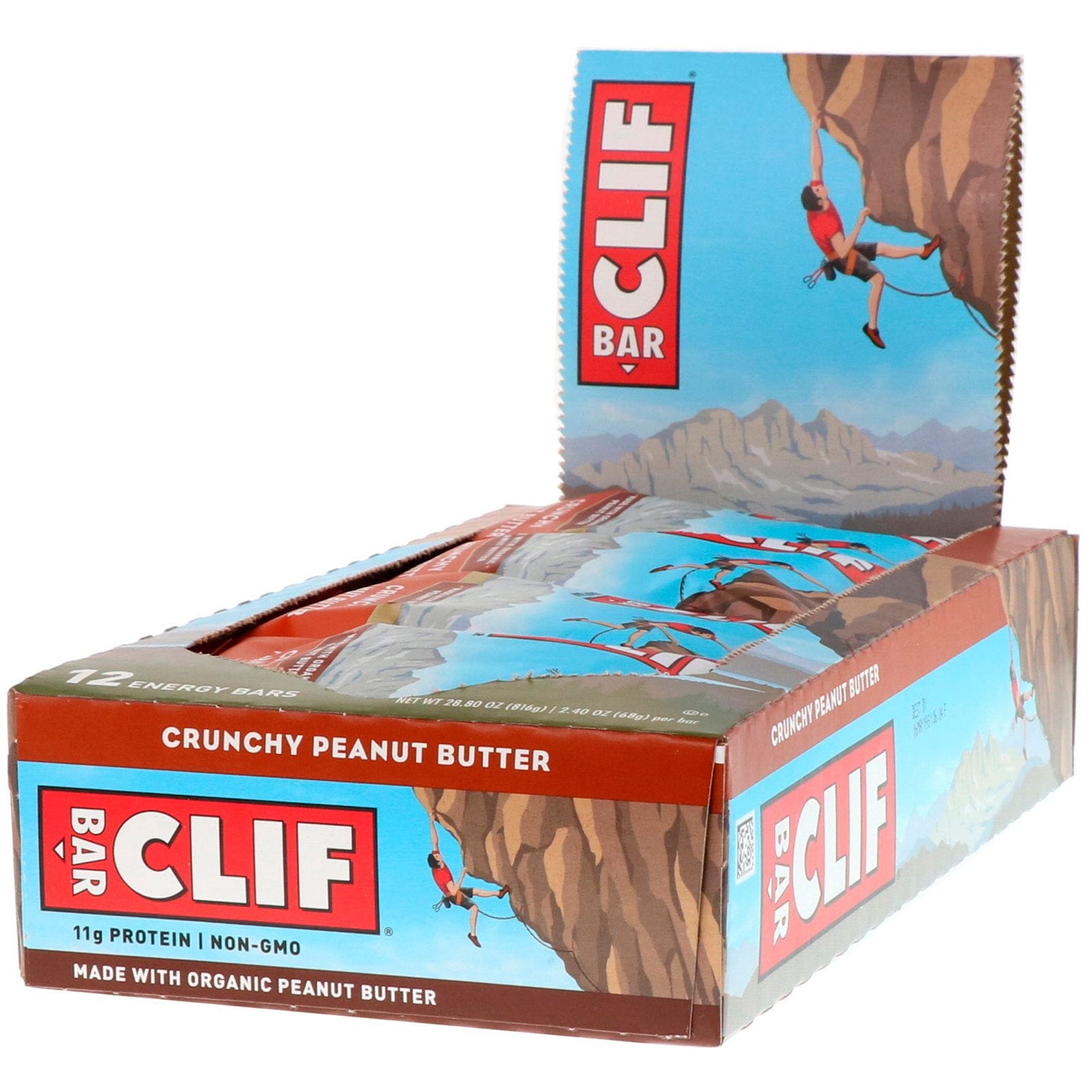 Clif Bar, Barra energética, mantequilla de maní crujiente, 12 barras, 2.40 oz (68 g) cada una