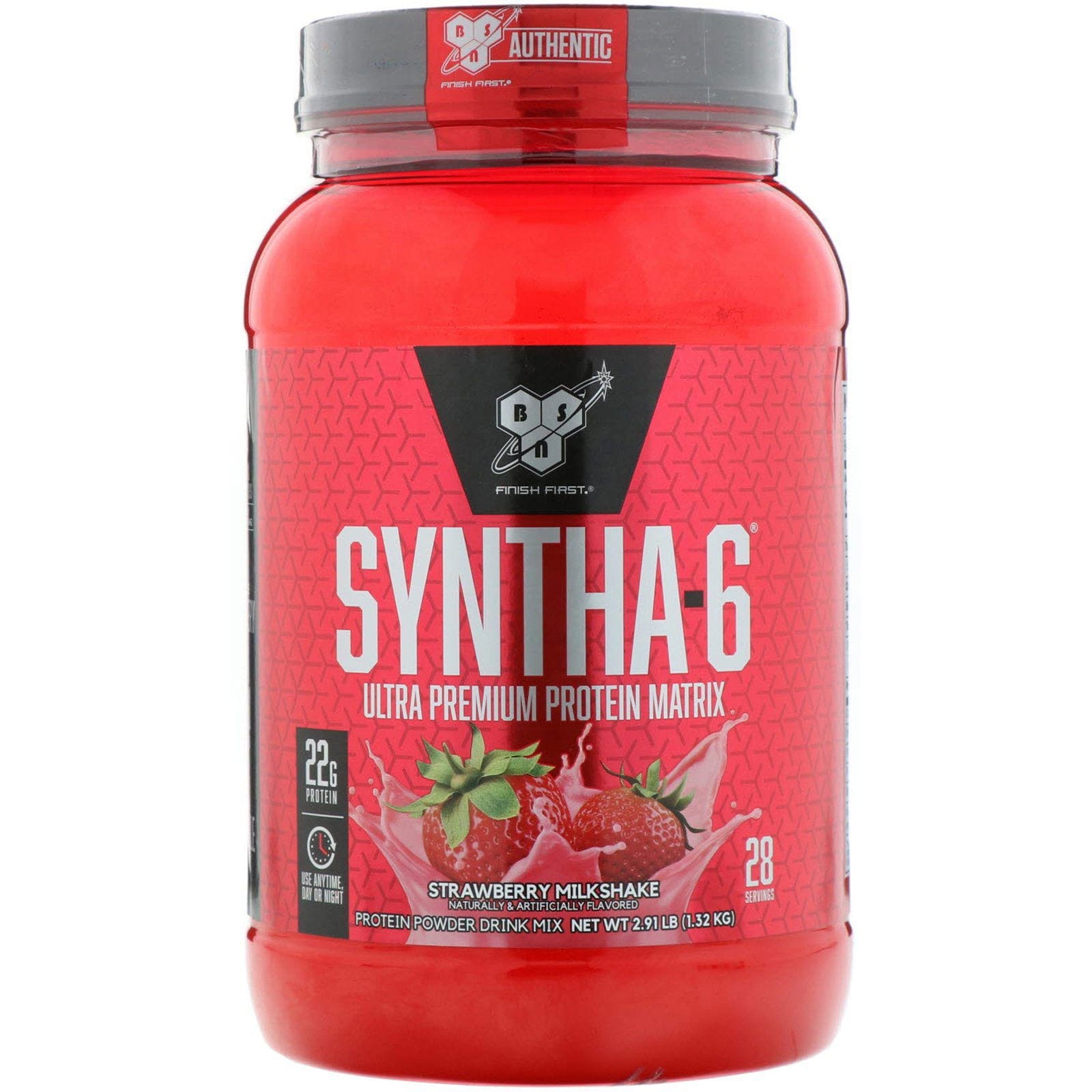 BSN, Syntha-6, mezcla proteínica en polvo para beber, batido de frutilla, 2.91 lb (1.32 kg)