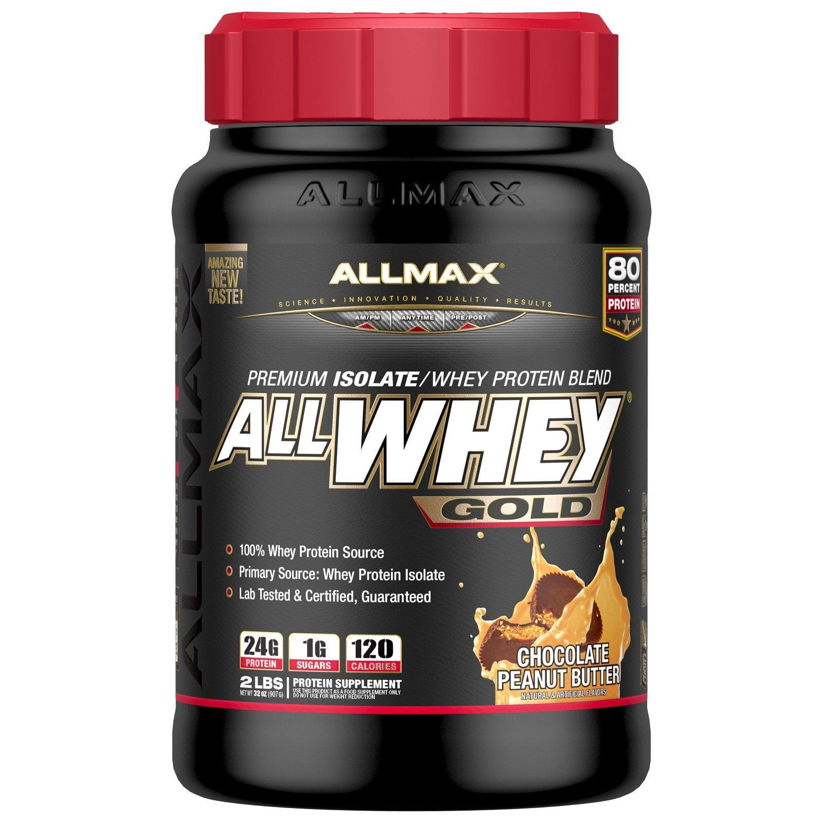 ALLMAX Nutrition, AllWhey Gold, 100 % proteína de suero de leche + aislado de proteína de suero de leche premium, chocolate y mantequilla de maní, 2 lb (907 g)