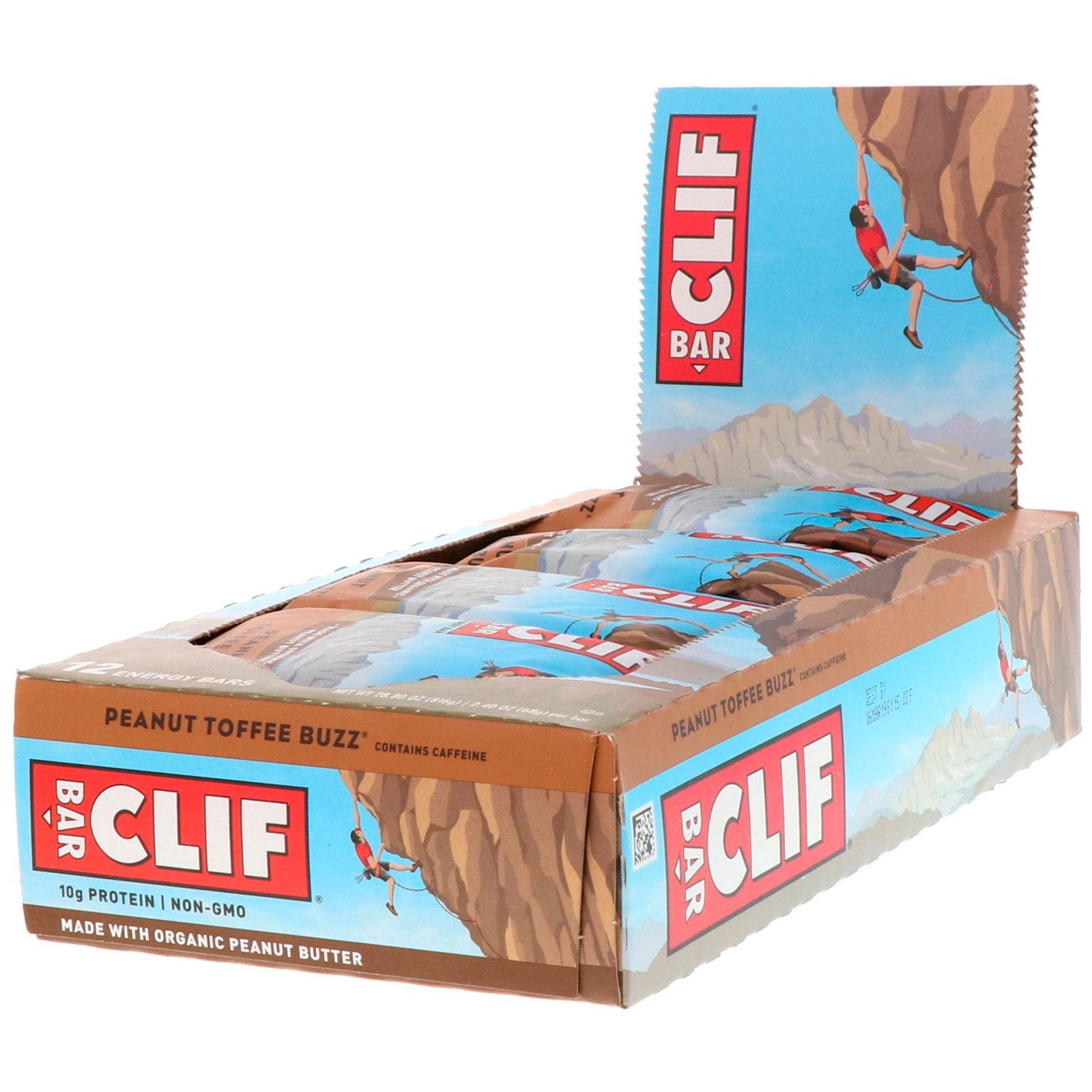 Clif Bar, Barra energética, Buzz de tofee con maní, 12 barras, 2.4 oz (68 g) c/u