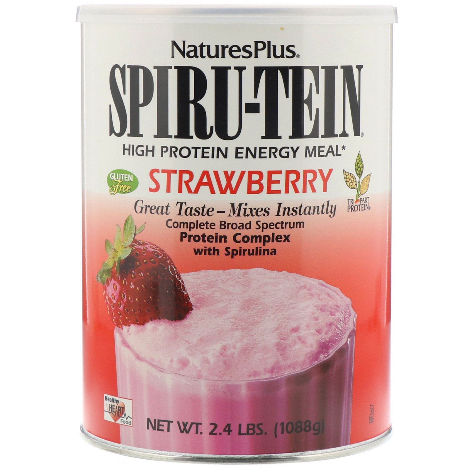 Nature's Plus, Spiru-Tein, Comida de Alta Proteína para Energía, Fresa, 2.4 lbs (1088 g)