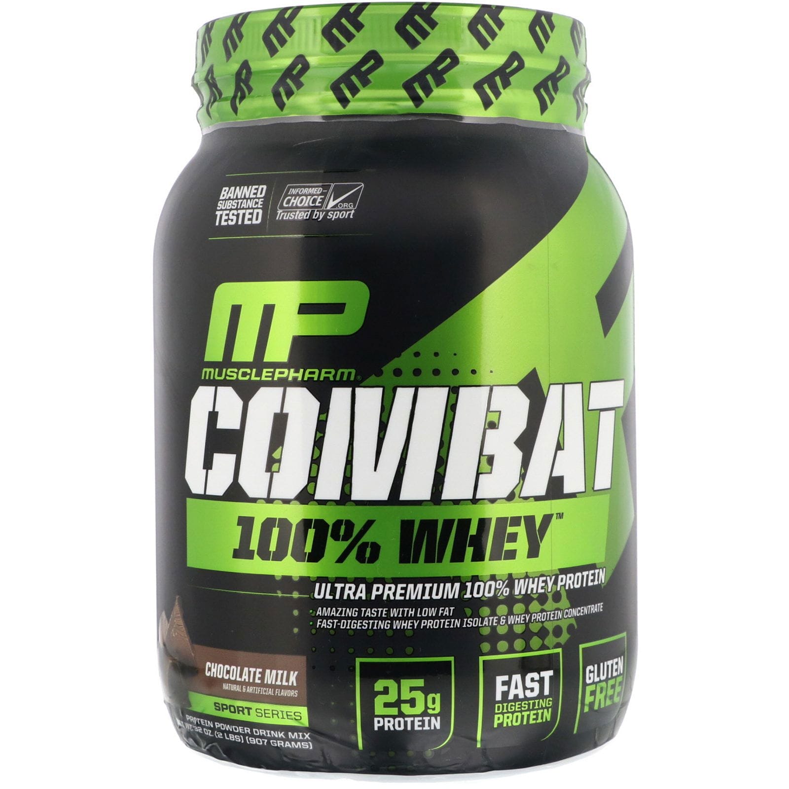 MusclePharm, Combate 100 % de suero de leche, Leche de chocolate, 32 oz (907 g)