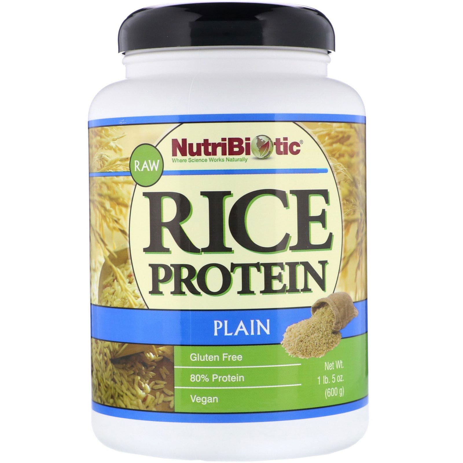 NutriBiotic, Proteína de Arroz Crudo, Sin Sabor, 1 lb. 5 oz (600 g)