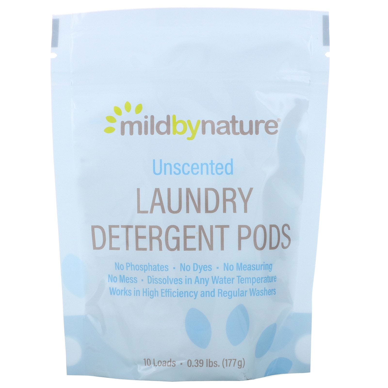 Mild By Nature, Cápsulas de detergente para la ropa, Sin fragancia, 10 cargas, 177 g (0,39 lb)