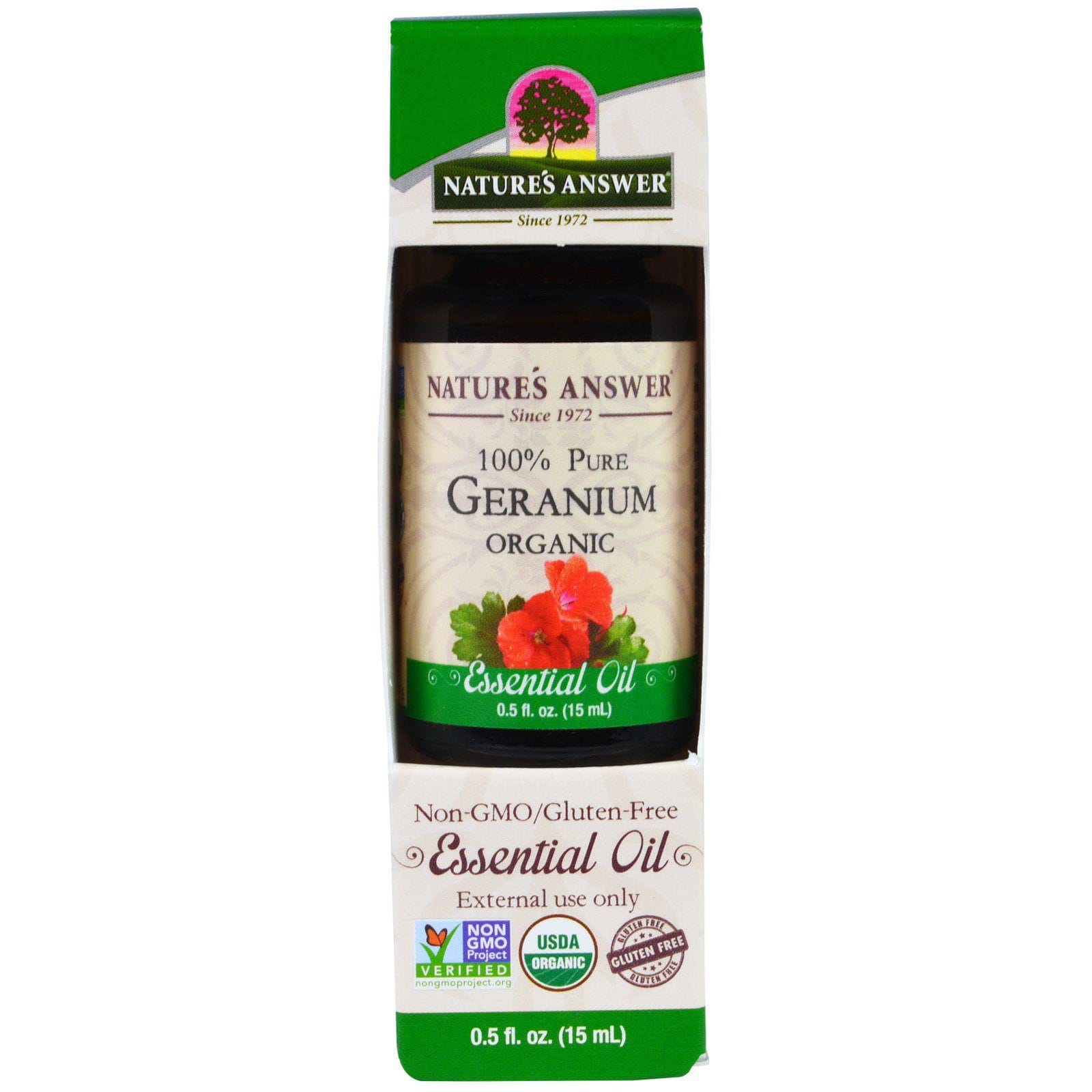 Nature's Answer, Aceite esencial orgánico de geranio, 0,5 fl oz (15 ml)
