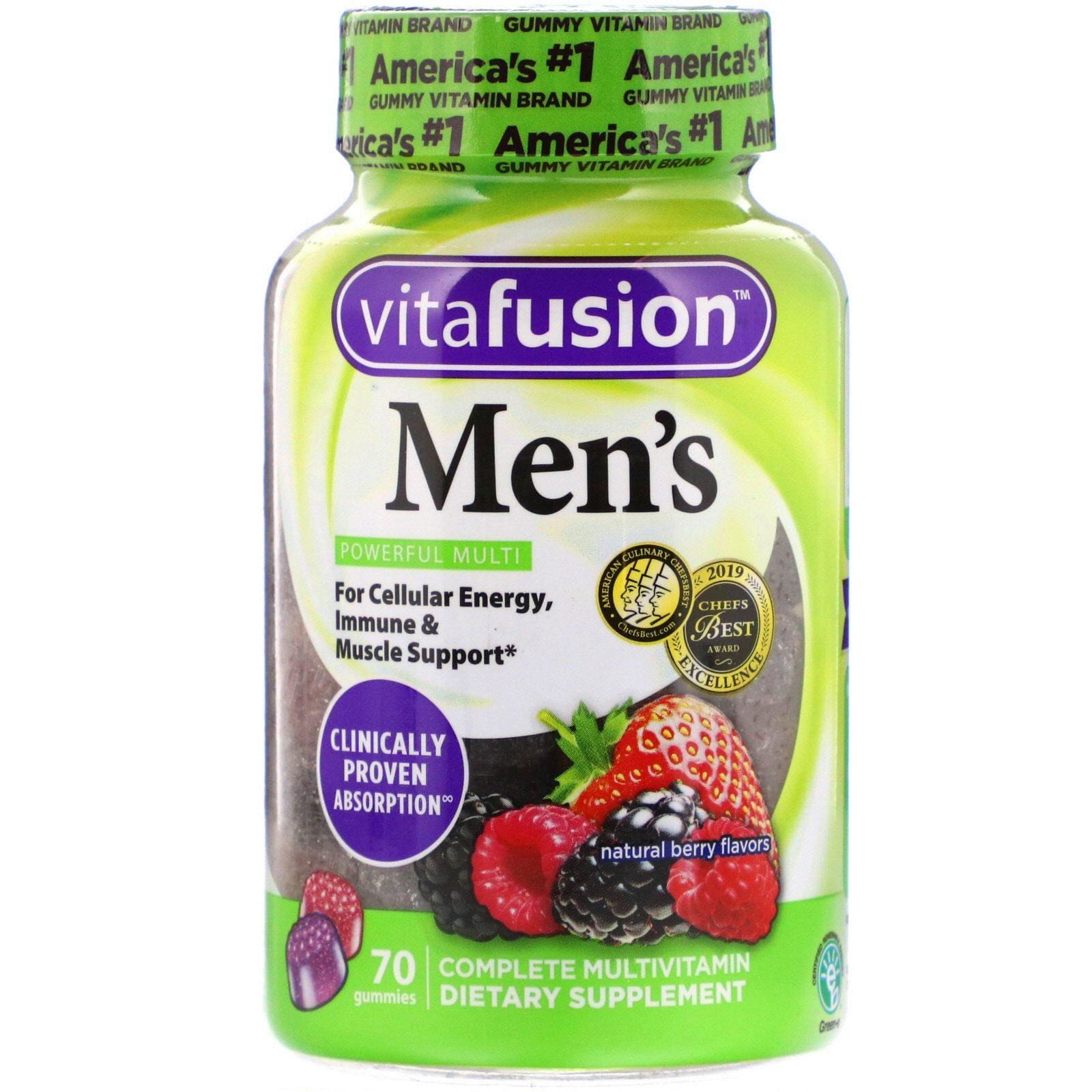 VitaFusion, Multivitamínico completo para hombres, Sabor a bayas naturales, 70 gomitas