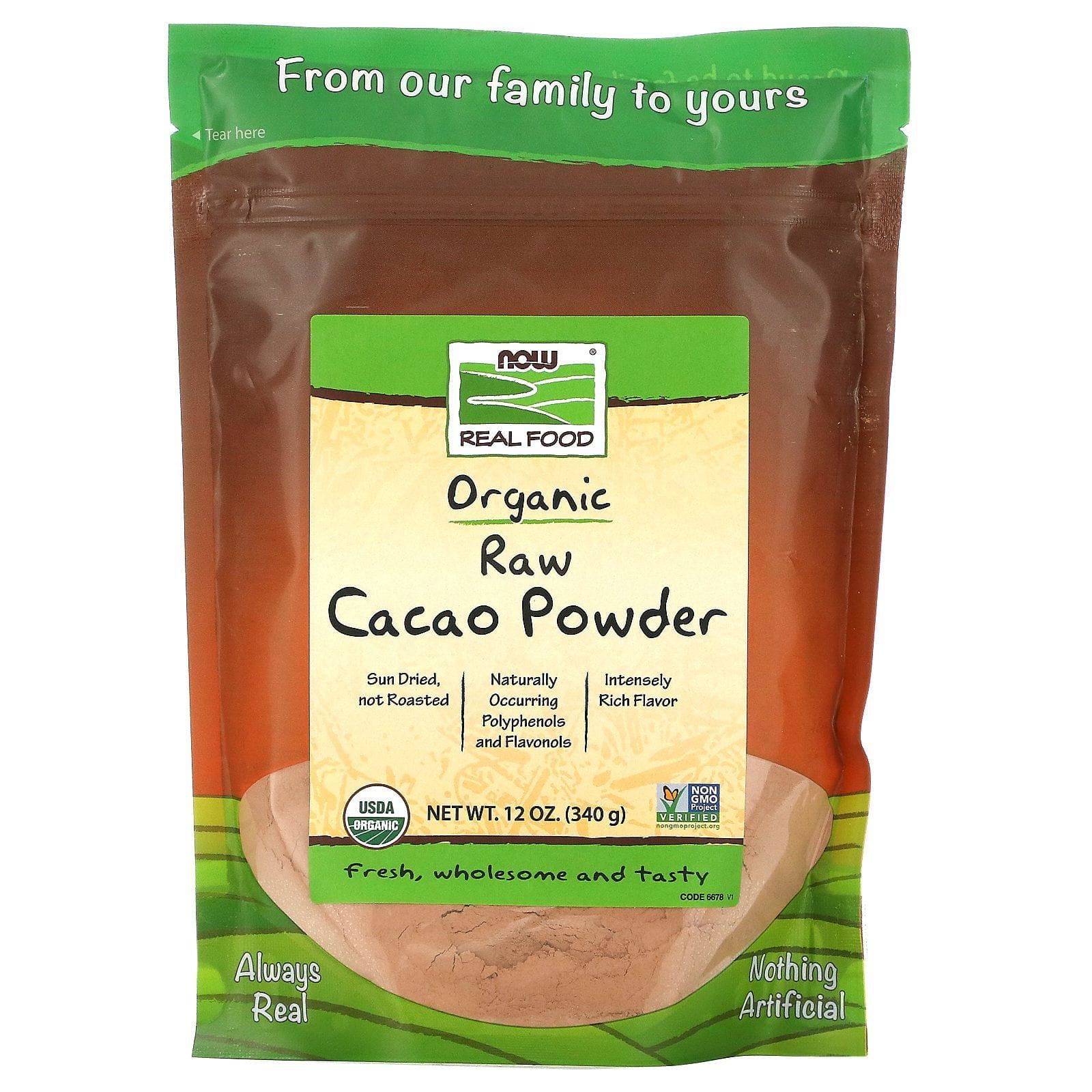 Now Foods, Cacao crudo orgánico en polvo, 340 g (12 oz)