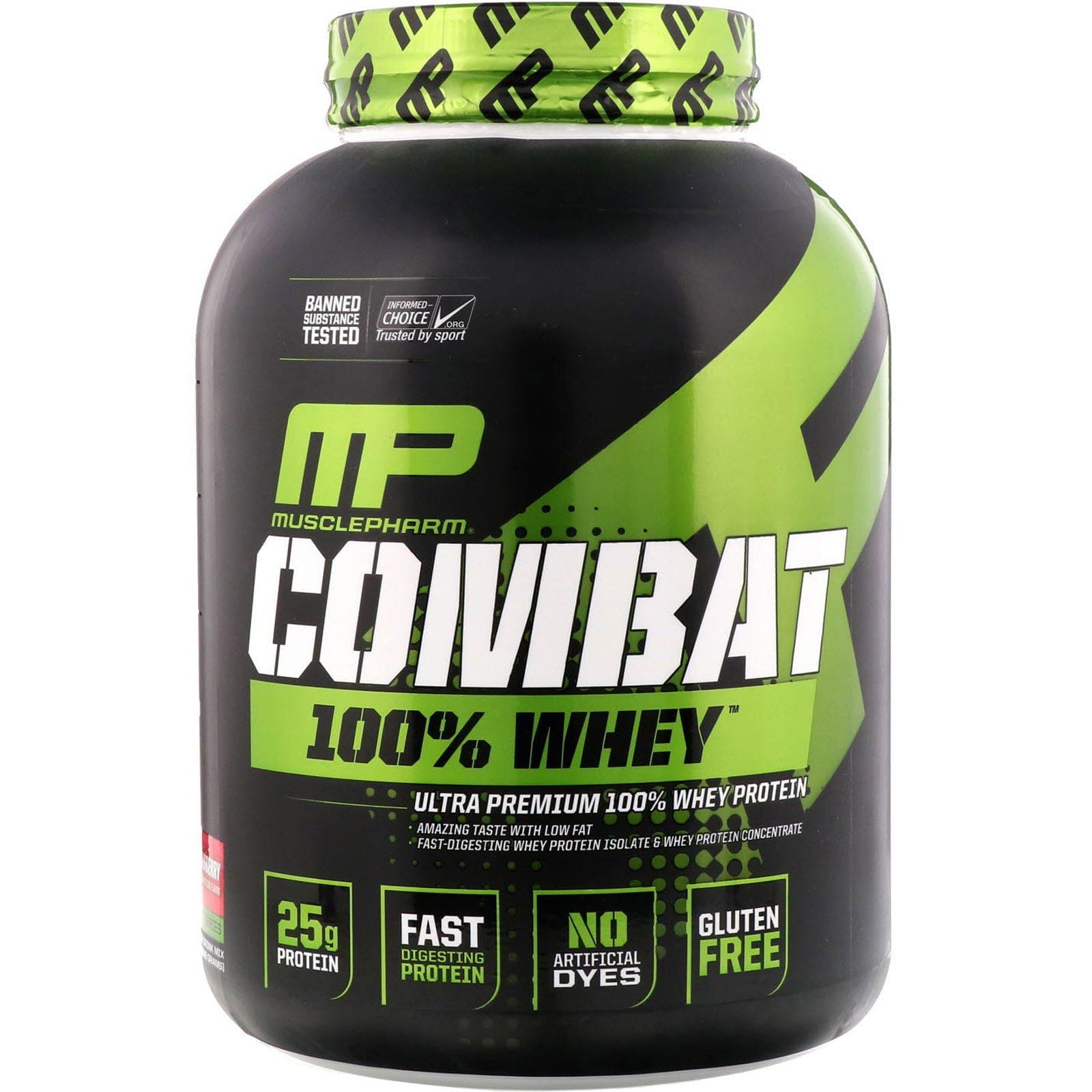 MusclePharm, 100 % de proteína de suero de leche Combate, fresa, 80 oz (2269 g)