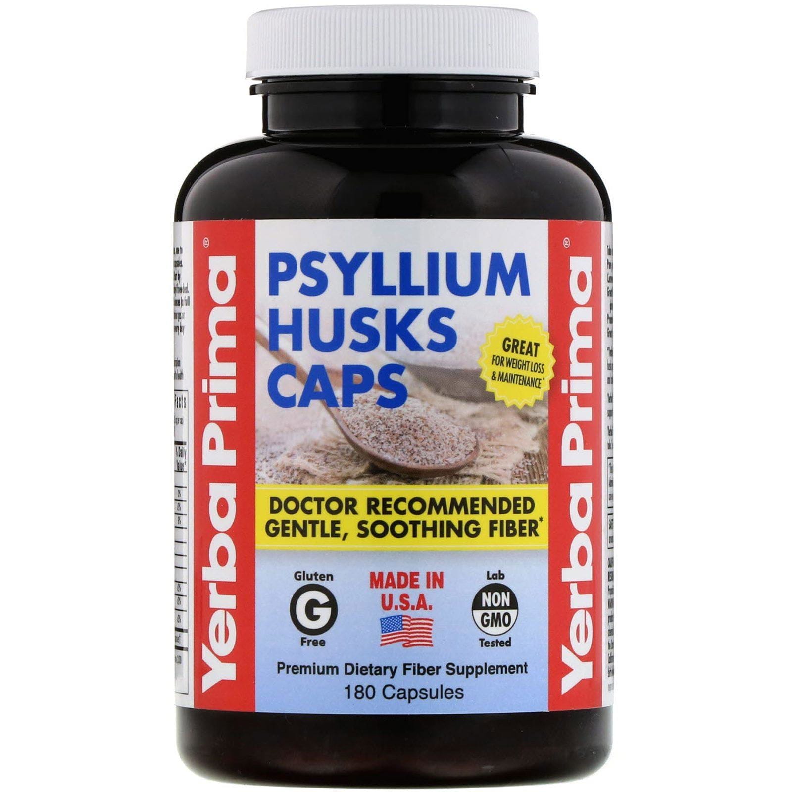 Yerba Prima, Cápssulas de Cáscaras de Psyllium, 625 mg, 180 Cápsulas
