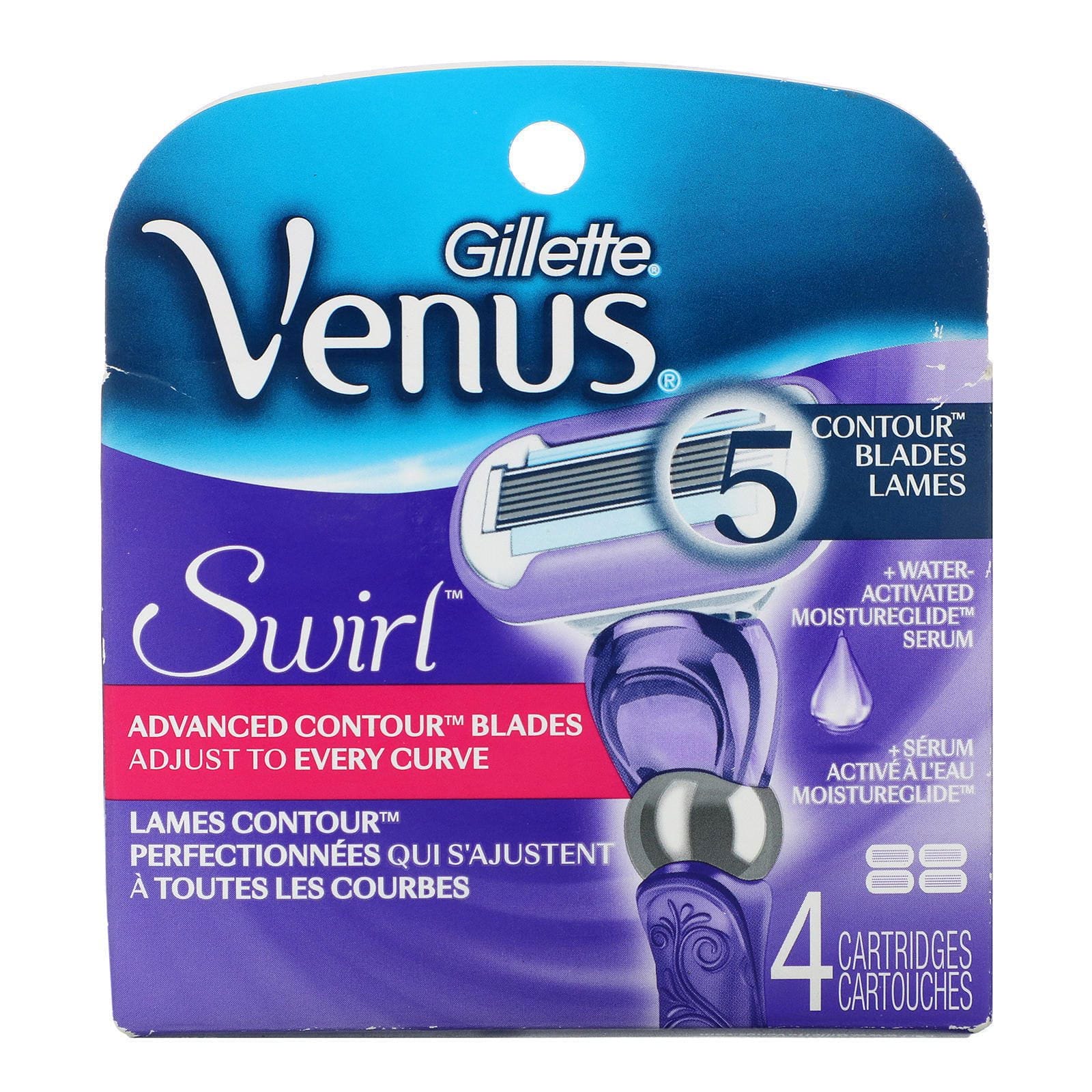 Gillette, Cartuchos para afeitadora Venus, Swirl, 4 cartuchos