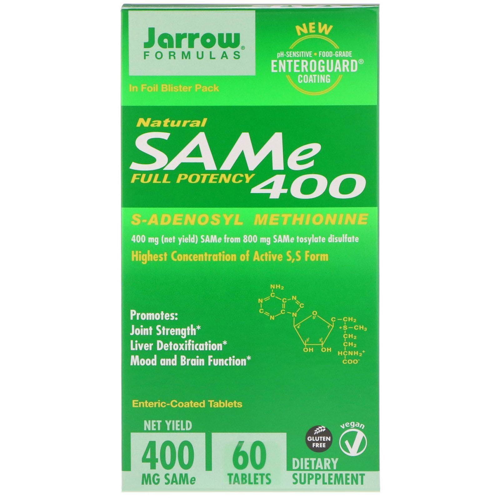 Jarrow Formulas, SAM-e (S-Adenosil-L-Metionina) 400, 60 Tabletas