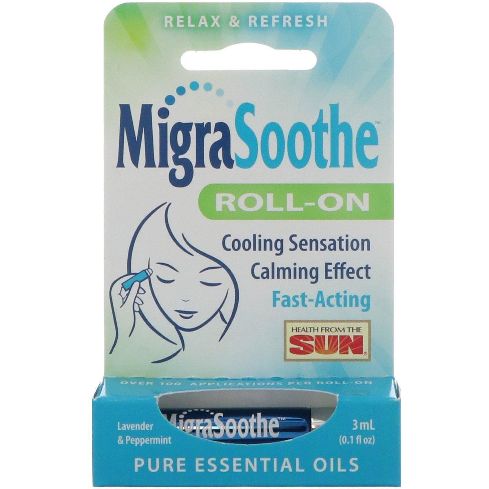 Health From The Sun, Rolón MigraSoothe, Lavanda y menta, 1 barra rolón, 0.1 fl oz (3 ml)