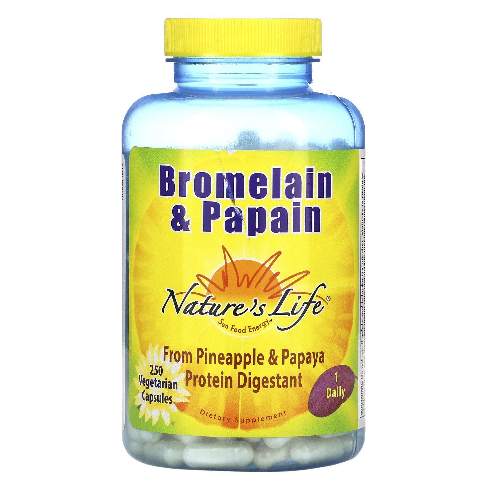 Nature's Life, Bromelaína y Papaína, 250 Cápsulas vegetarianas