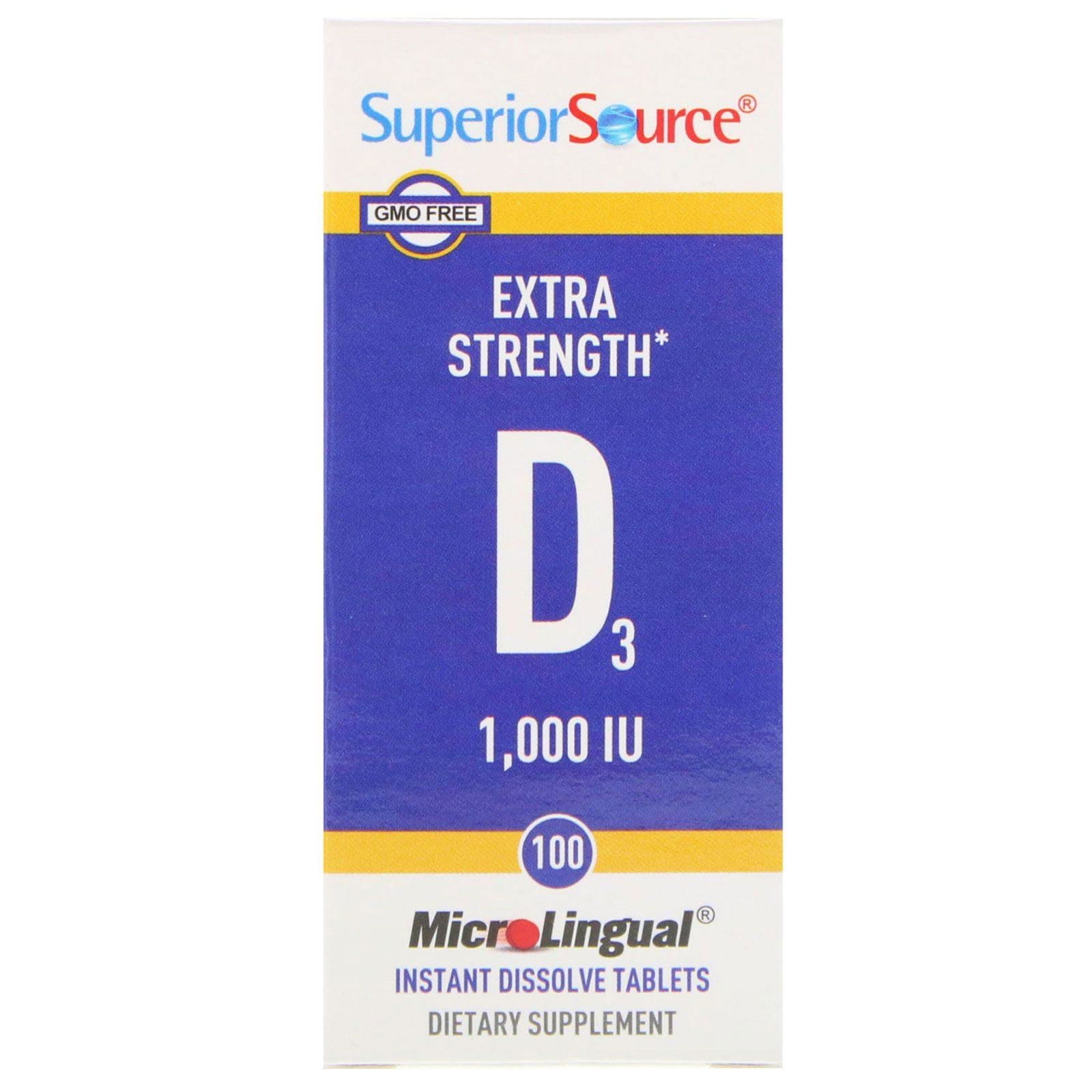 Superior Source, MicroLingual, Extra Strength D3, 1000 IU, 100 Tabletas