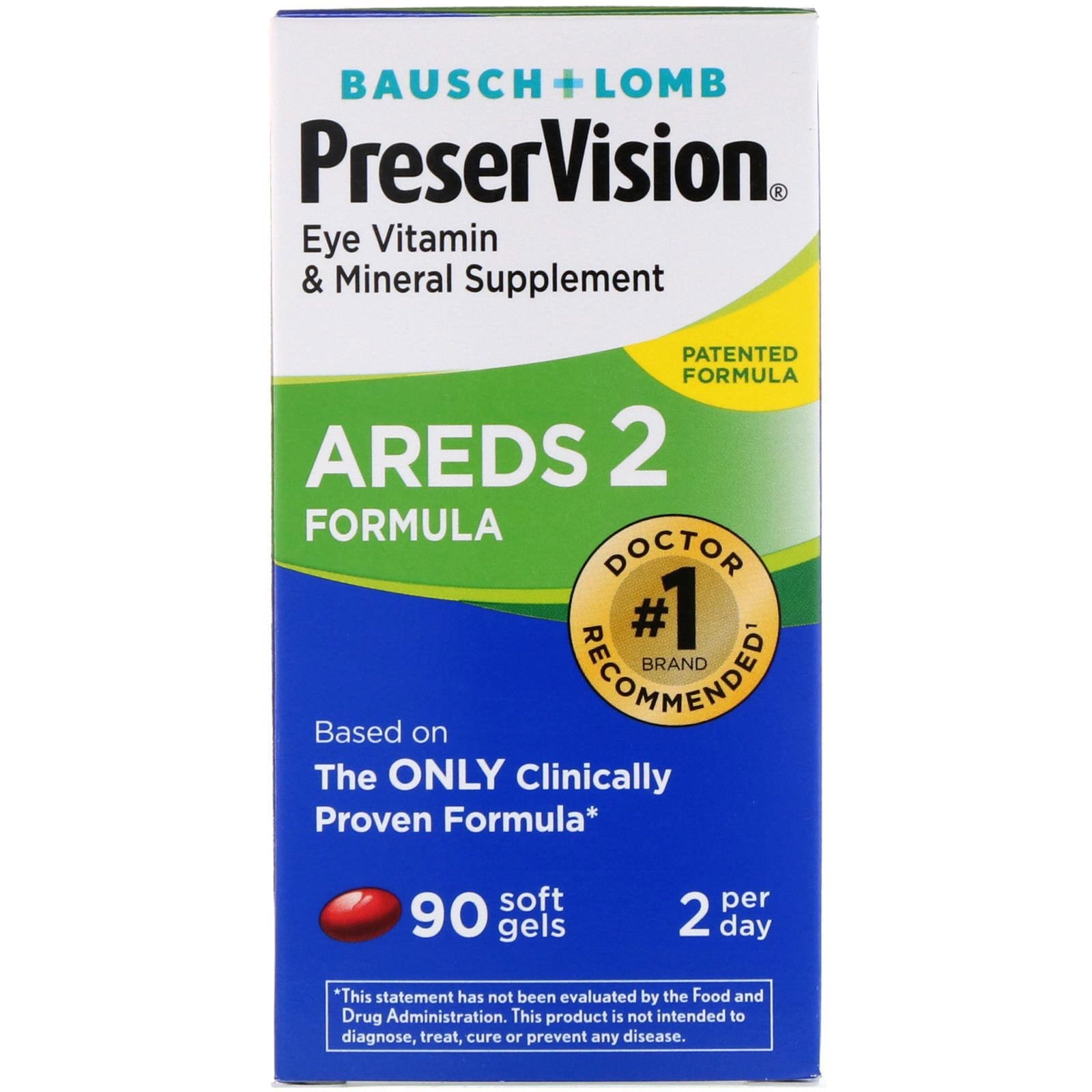 Bausch & Lomb, AREDS 2 Formula, 90 Cápsulas blandas