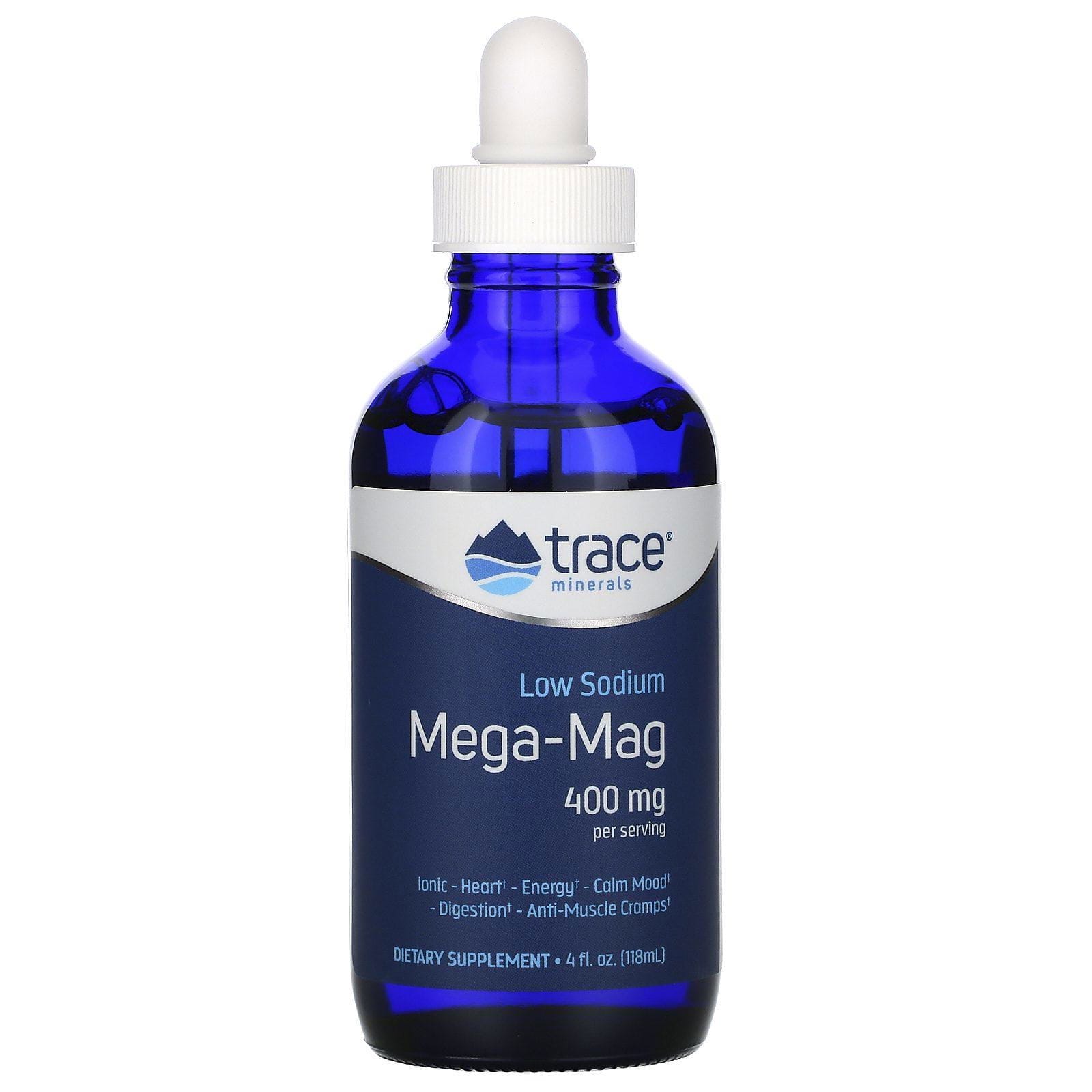Trace Minerals Research, Mega-Mag con bajo contenido de sodio, 400 mg, 118 ml (4 oz. líq.)