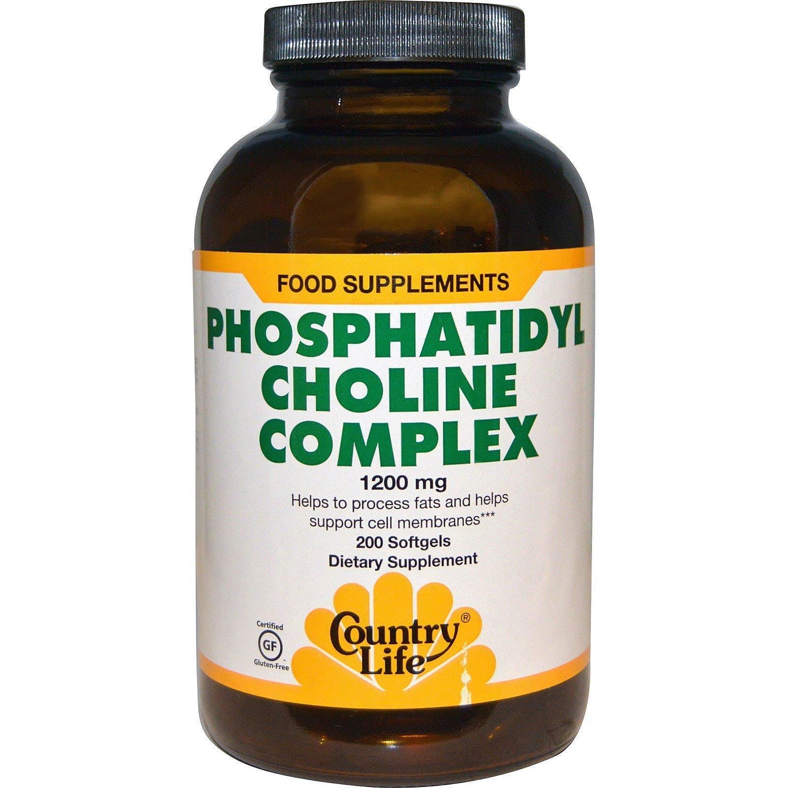 Country Life, Complejo fosfatidilcolina, 1200 mg, 200 cápsulas blandas