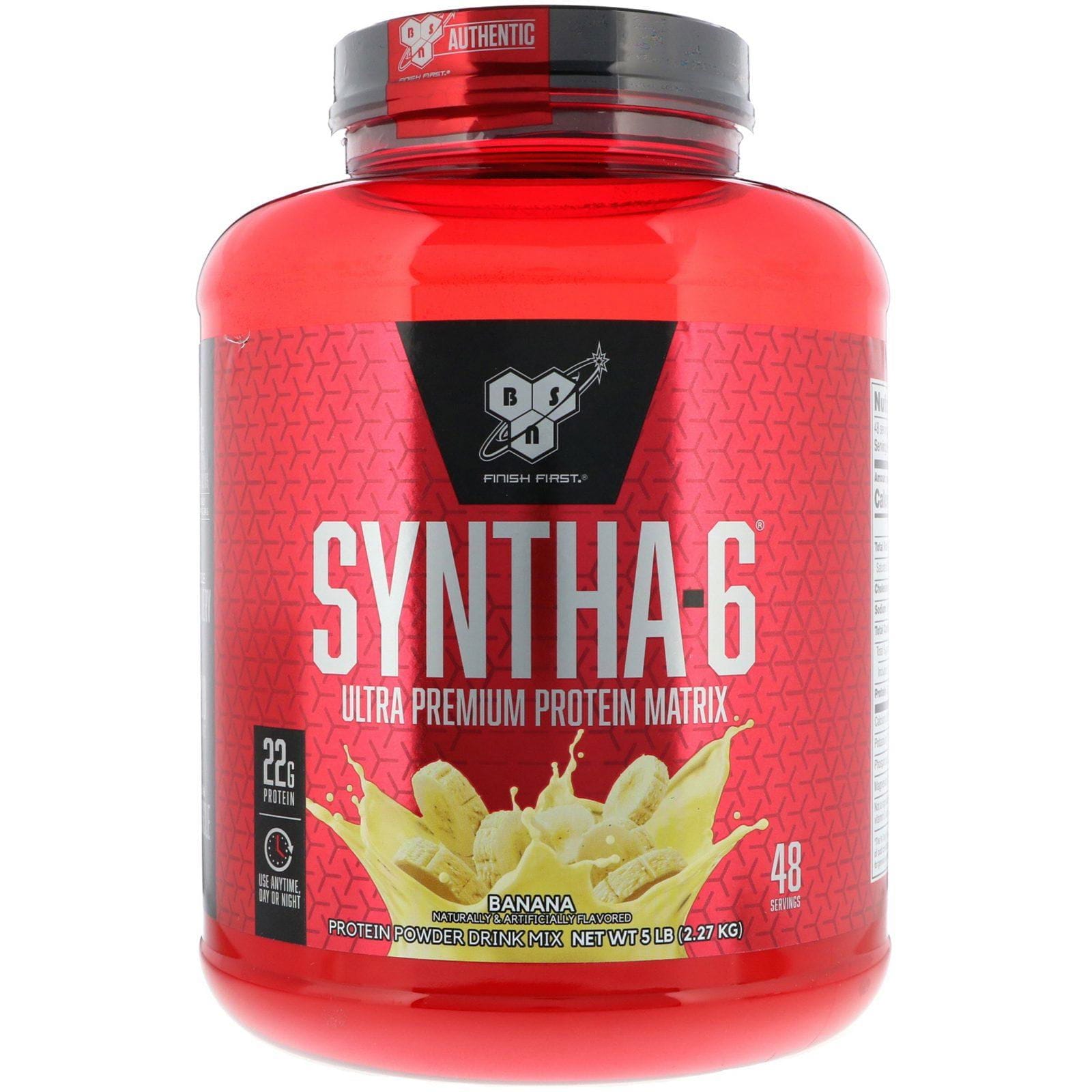BSN, Mezcla de bebida Syntha-6, proteína en polvo, Banana, 5 lbs (2.27 kg)