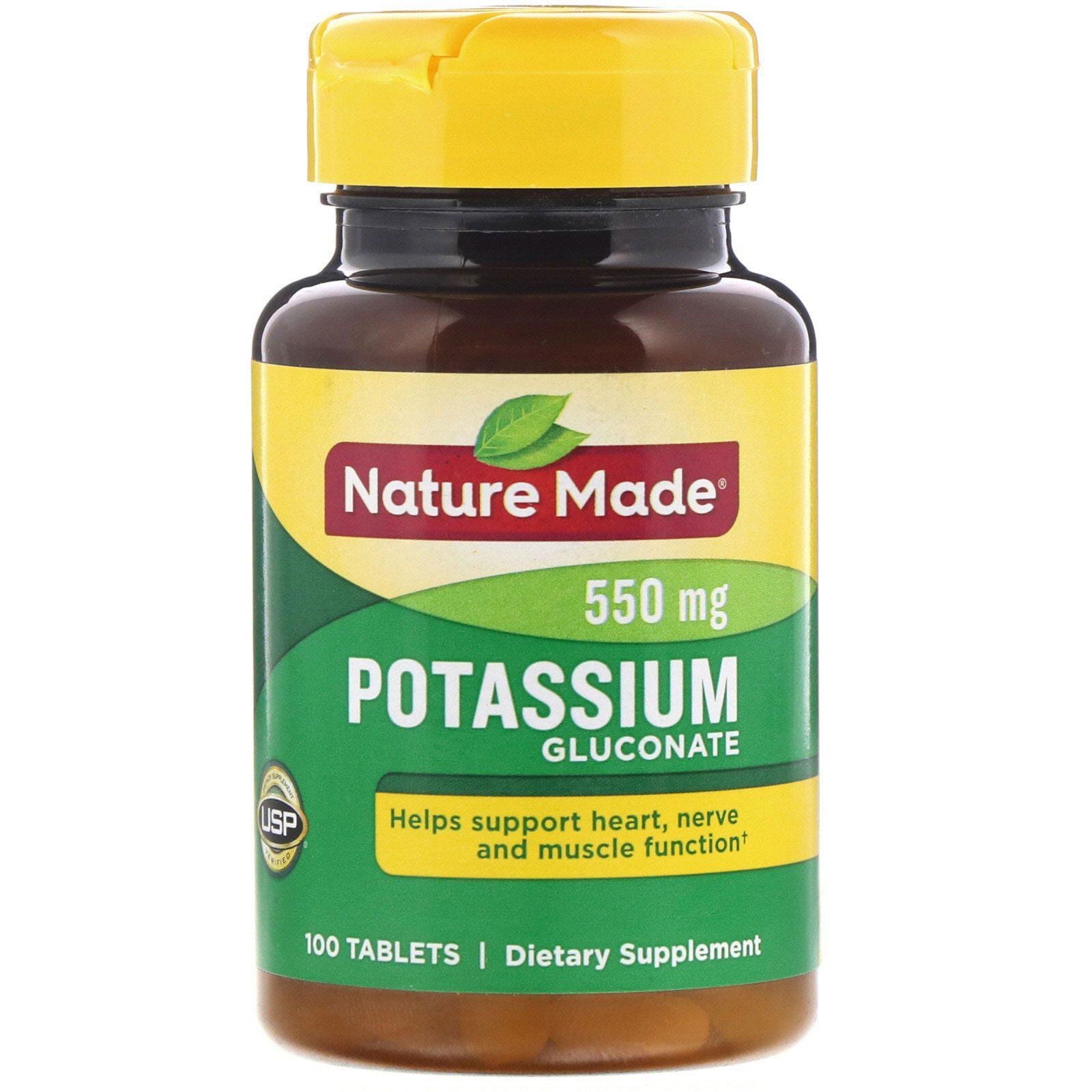Nature Made, Gluconato de potasio, 550 mg, 100 comprimidos