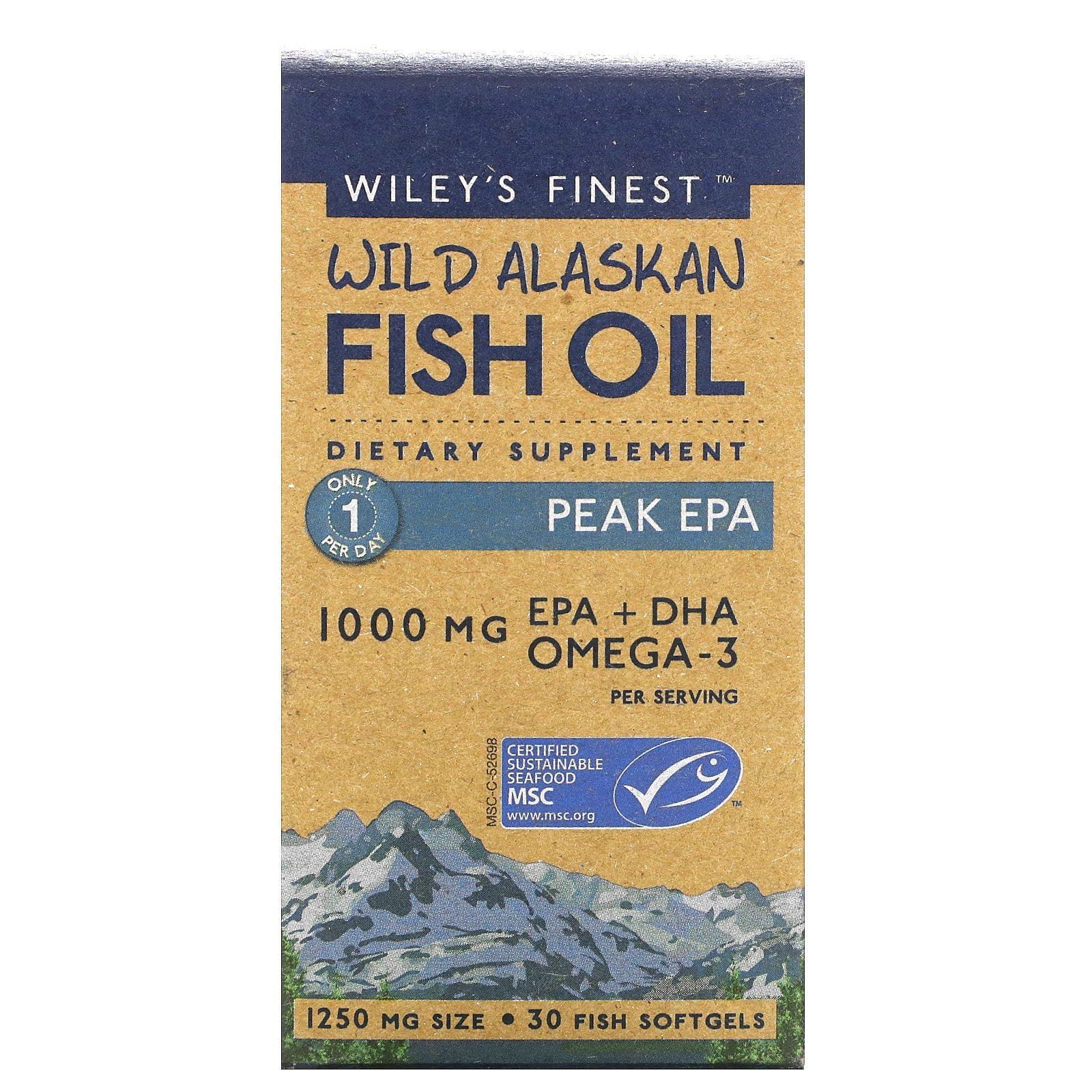 Wiley's Finest, Wild Alaskan Fish Oil, Peak EPA, 1,000 mg, 30 Fish Softgels