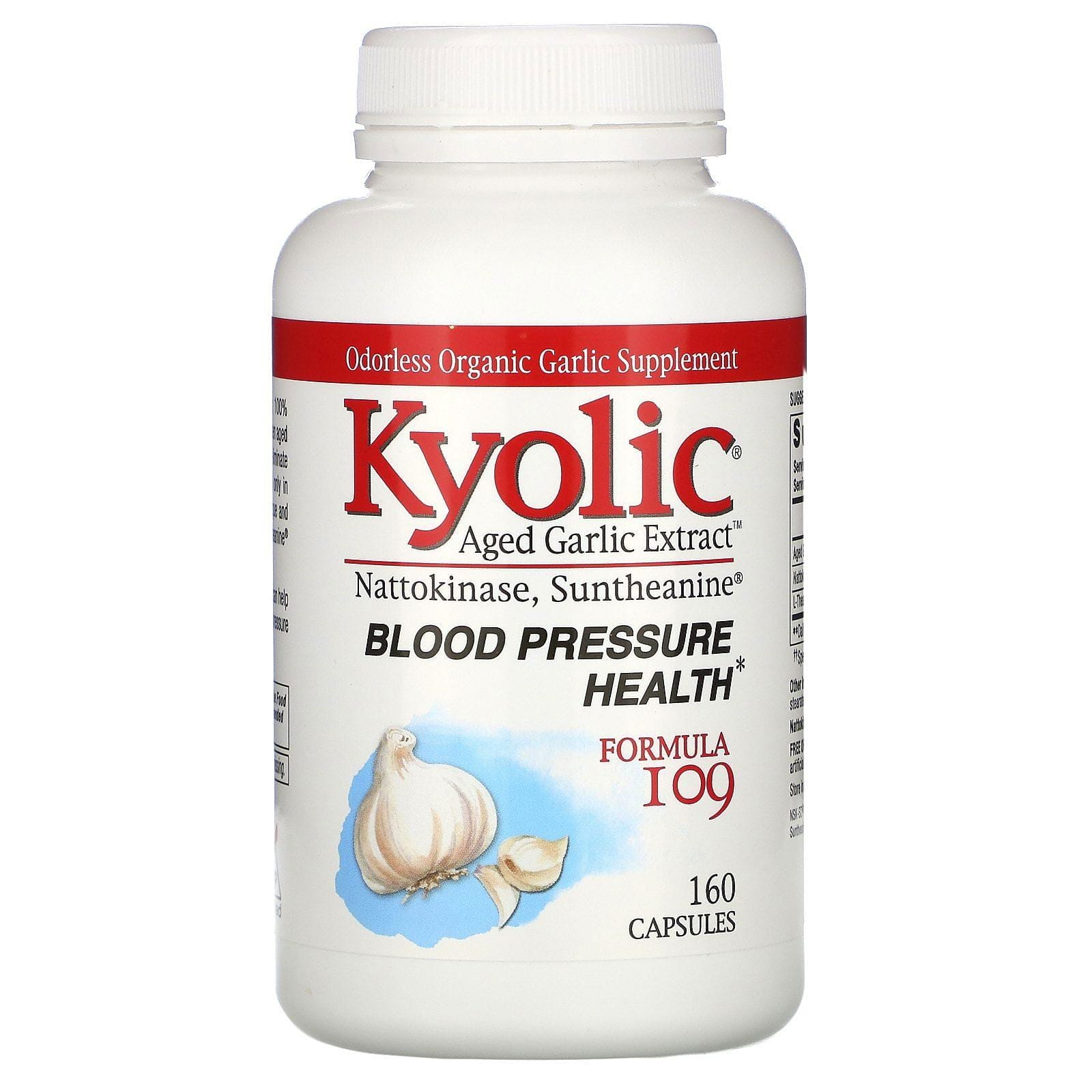 Kyolic, Extracto de Ajo Añejo, Fórmula 109 para una Presión Arterial Saludable, 160 Cápsulas